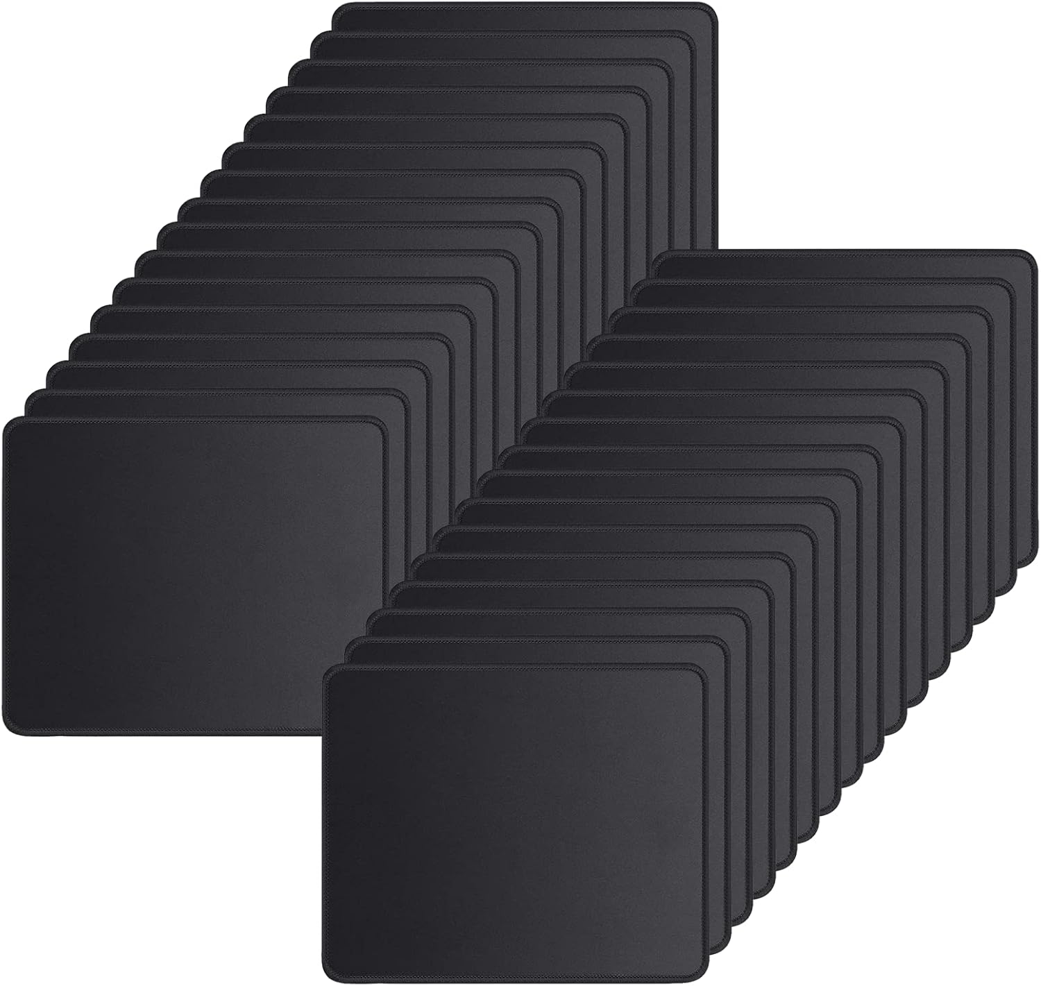 Black Mouse Pad for Desk, Basic Mouse Pads Bundle for Compuer and Laptop, Big Mouse Mat with Non-Slip Rubber Base & Stitched Edges, Premium-Textured & Waterproof Computer Mousepad (8PC, Size M)