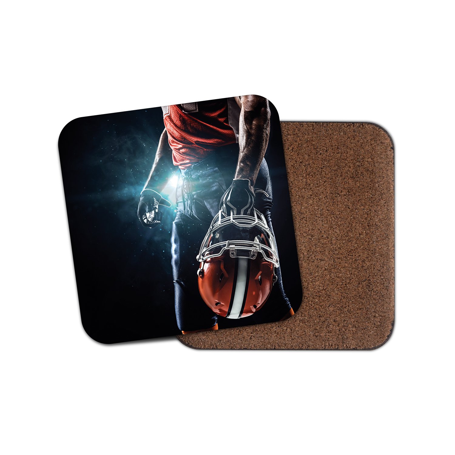 Destinationvinyl Multicolor 1 X American Football Player Cork Backed Drinks Coaster - Nfl Brother Dad #8207