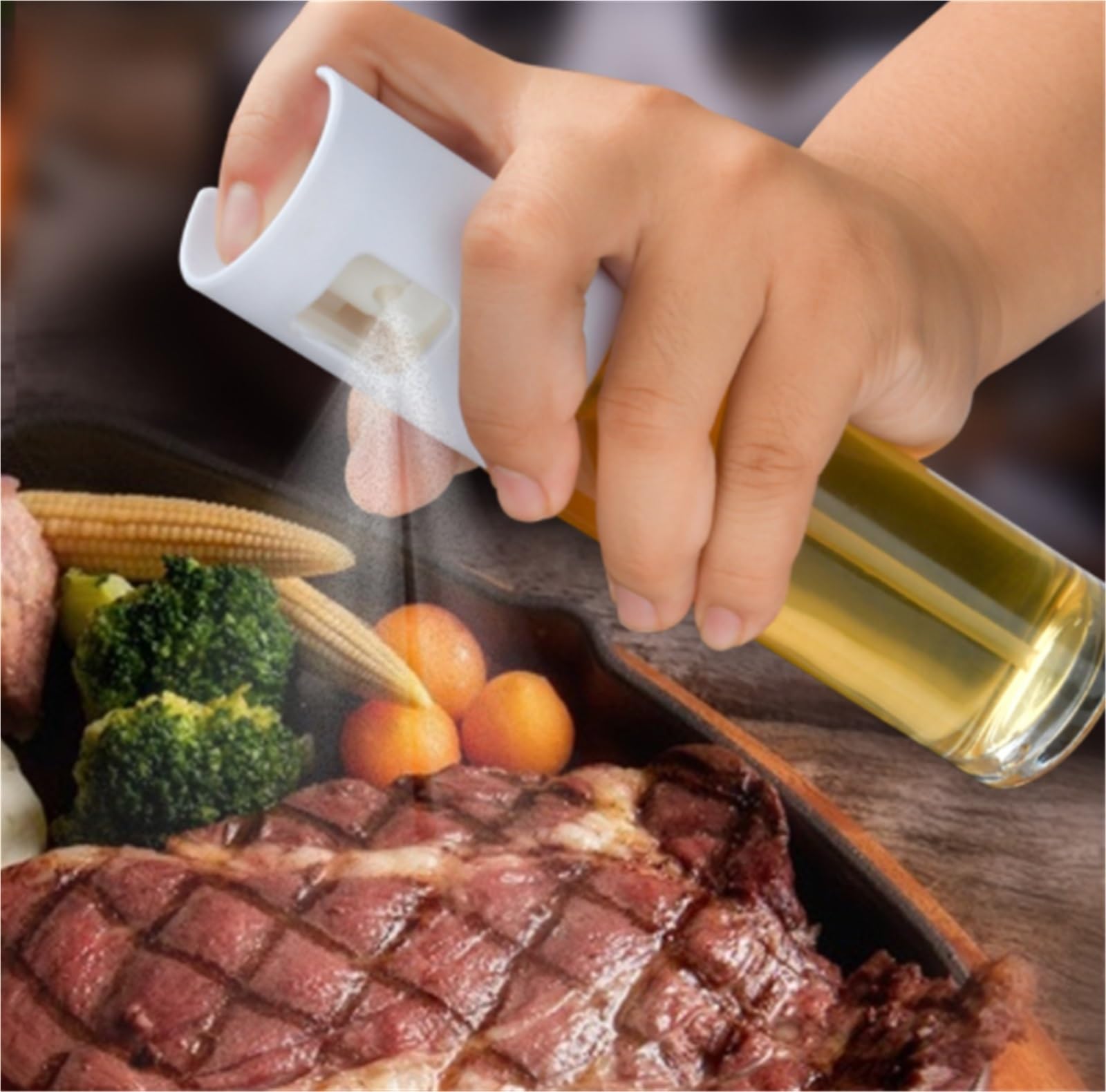 Ölsprüher Für Speiseöl Haushaltsglaspresse Typ Olivenöl Sprühflasche For Luftfritteuse Braten Grillen Grillen Küche(Black)