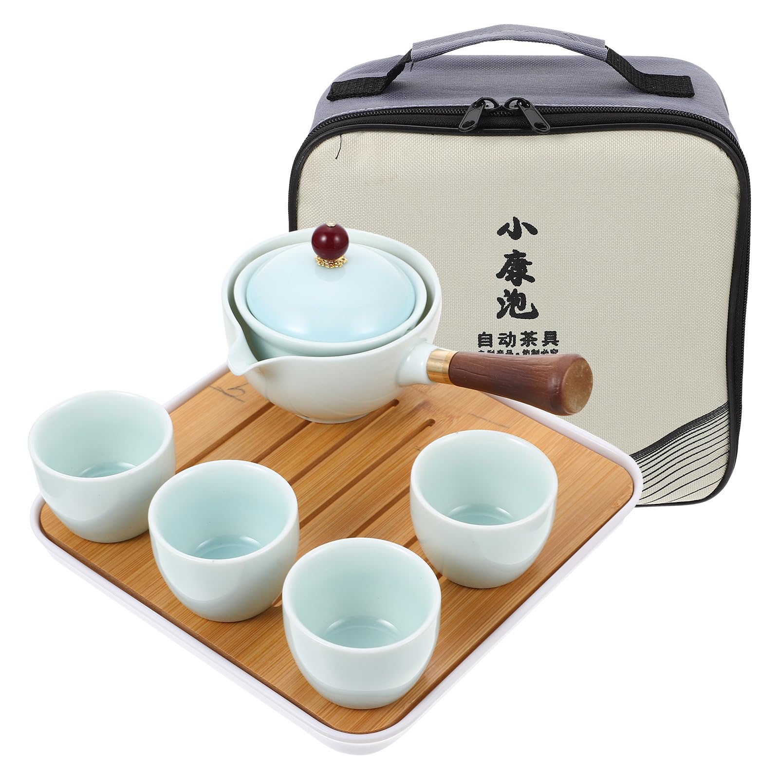 Tetera de cerámica con filtro infusor y juego de cuatro tazas de té