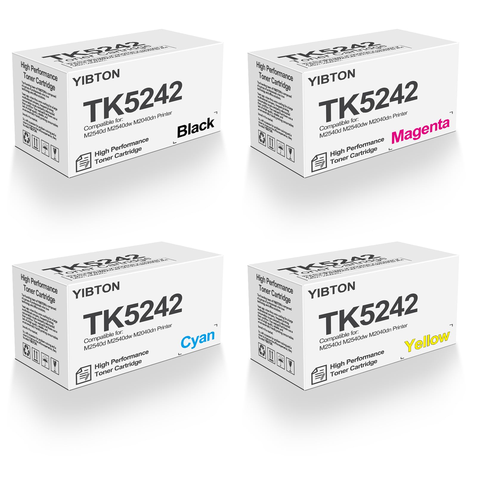 High Yield TK5242 TK-5242 Toner Cartridge TK-5242K TK-5242C TK-5242M TK-5242Y Toner Replacement for Kyocera ECOSYS P5026cdn P5026cdw M5526cdn M5526cdw Printer.(4-Pack, 1Black/1Cyan/1Magenta/1Yellow)