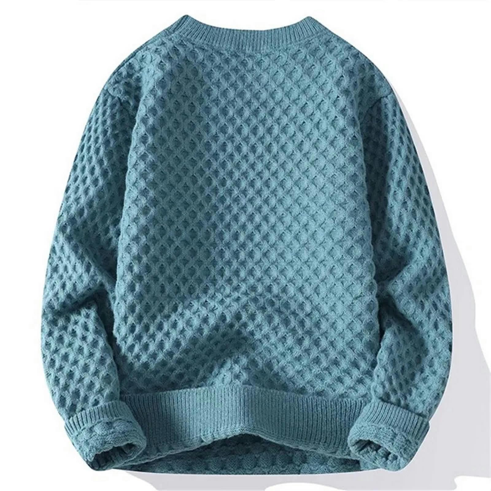 Męskie swetry sweter z okrągłym dekoltem męski luźny sweter z dzianiny moda jednolity kolor na co dzień dzianina męski ciepły sweter