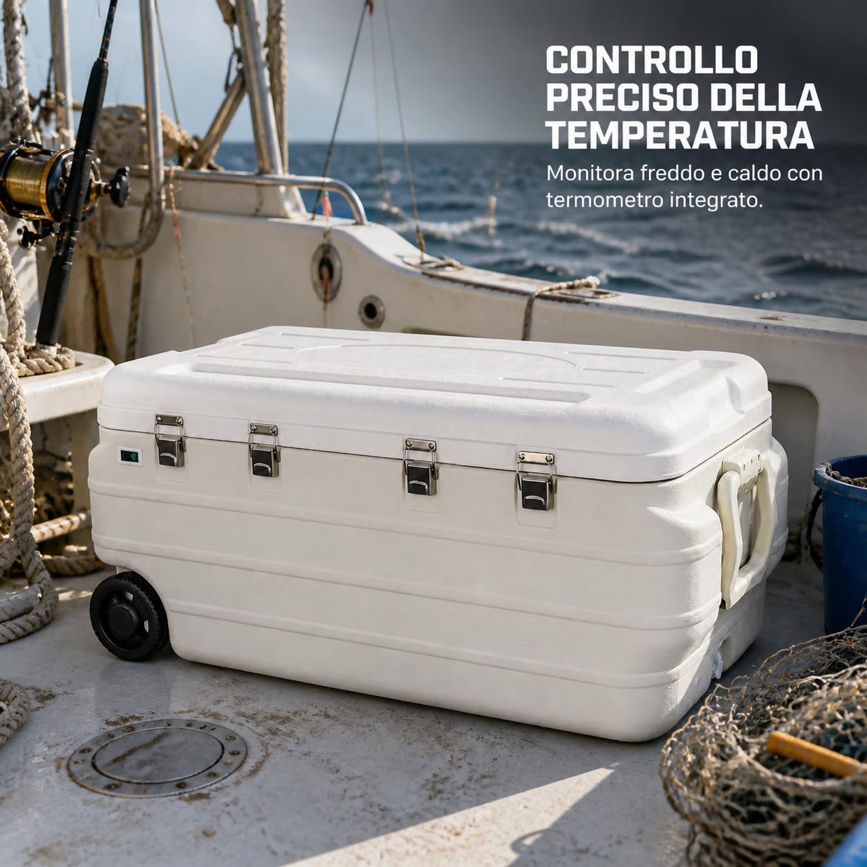 Box Termico 180 L per Pesca, PU, senza ruote + ghiaccio
