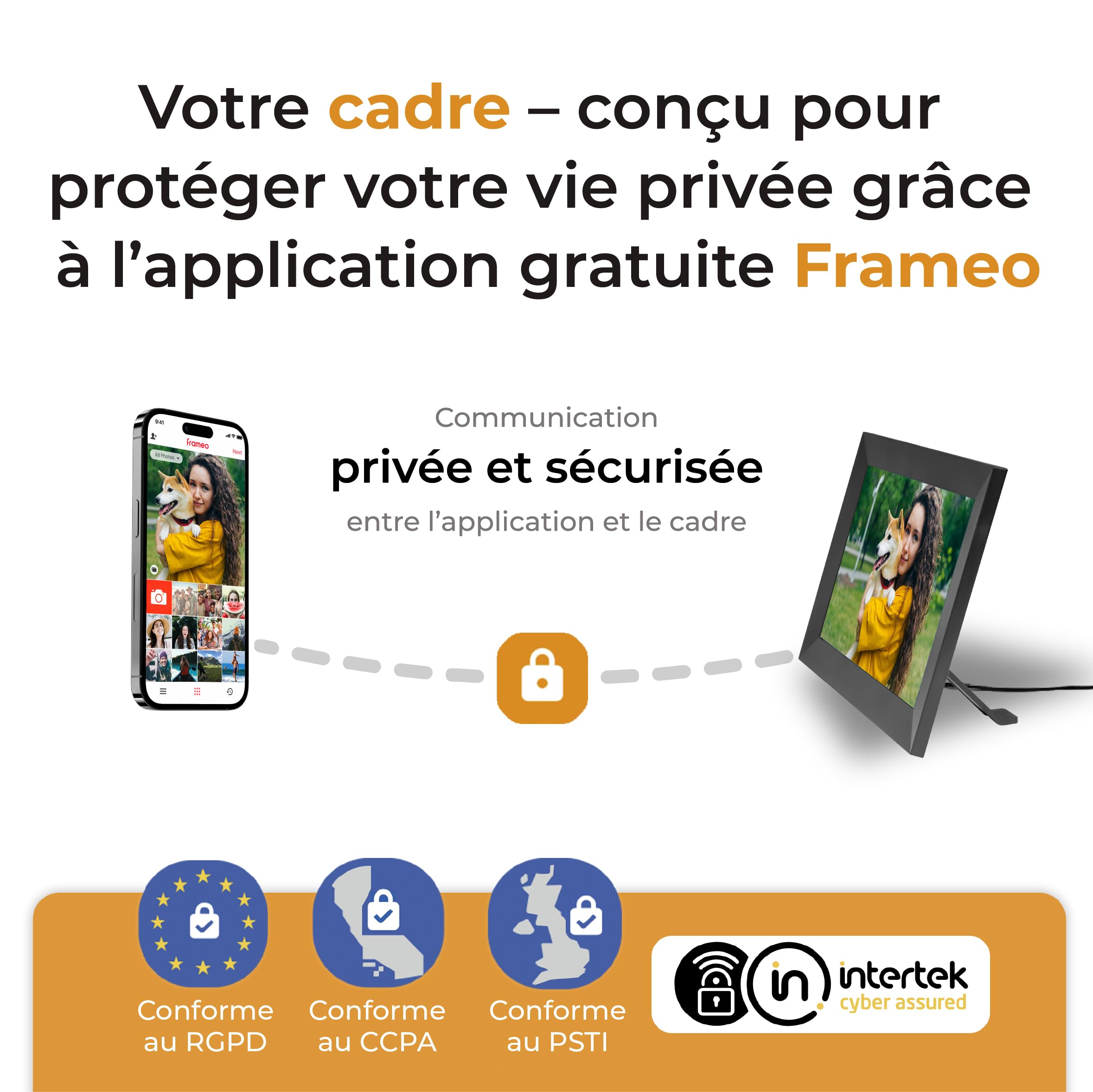 Denver PFF-1024BMK2 Cadre Photo numérique Wi-FI FRAMEO 10,1 Pouces, écran Tactile IPS 1280 x 800, mémoire 16 Go, Application iOS/Android, Noir