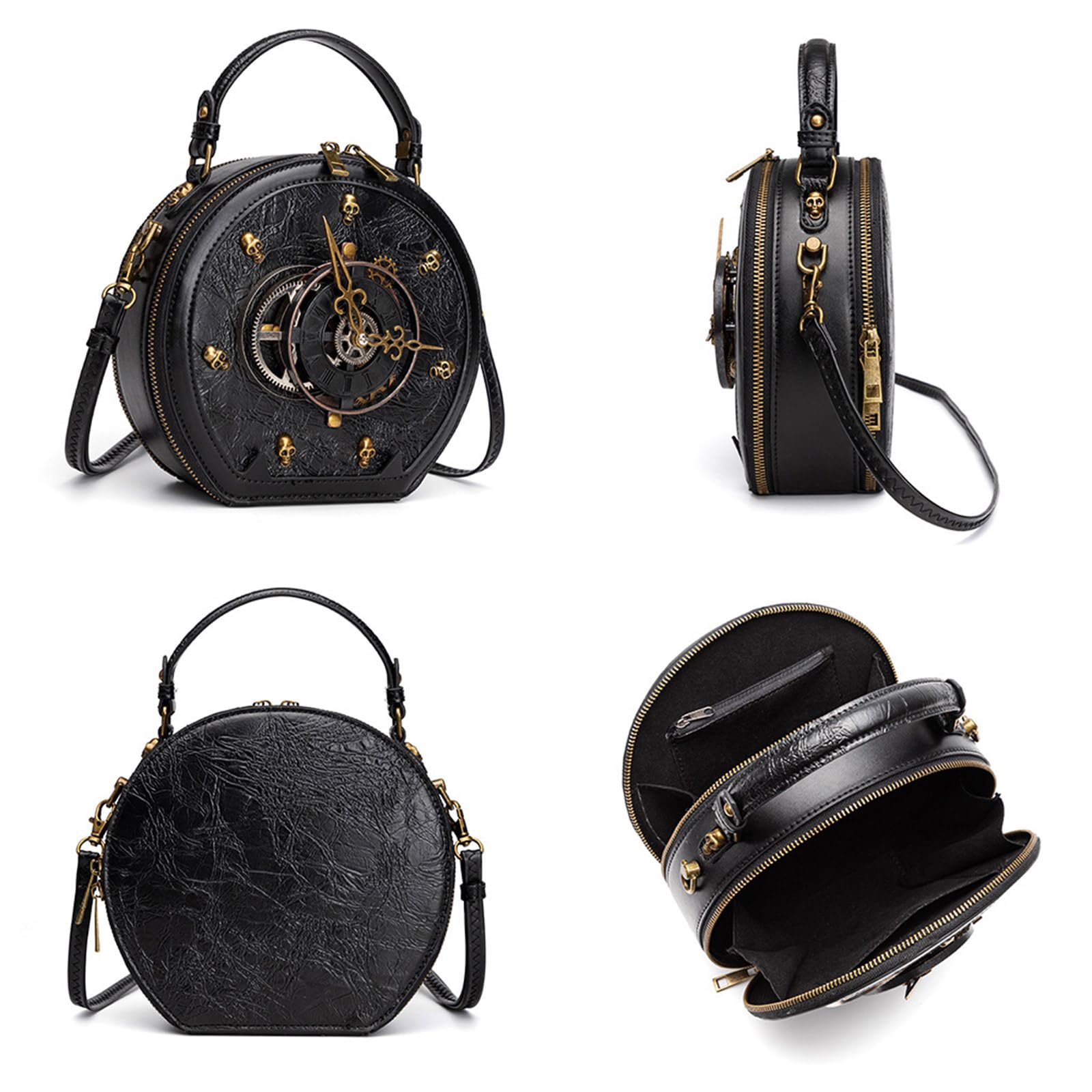 Borsa a tracolla retrò per le donne borsa dell'orologio in pelle PU spalla borsa alla moda elegante messaggeri donna steampunk spalla in pelle PU Crossbody orologio retrò
