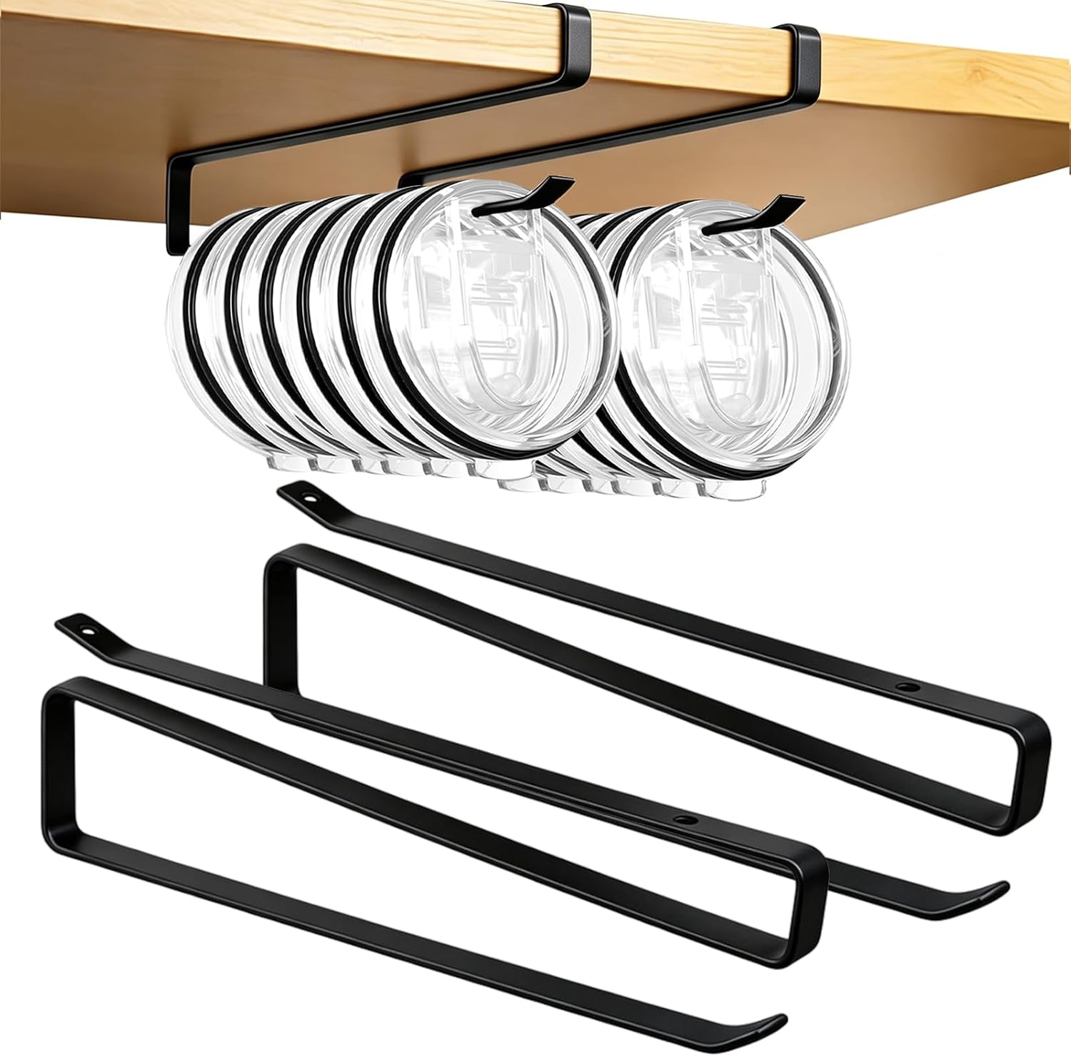 Tumbler Lid Organizer, 2 Pack for Yeti Lid Organizer, Space Saving Water Bottle Lid Holders, Tumbler Lid Holder Up to 12 Lids, Cup Lid Organizers for Kitchen Under Cabinet Storage