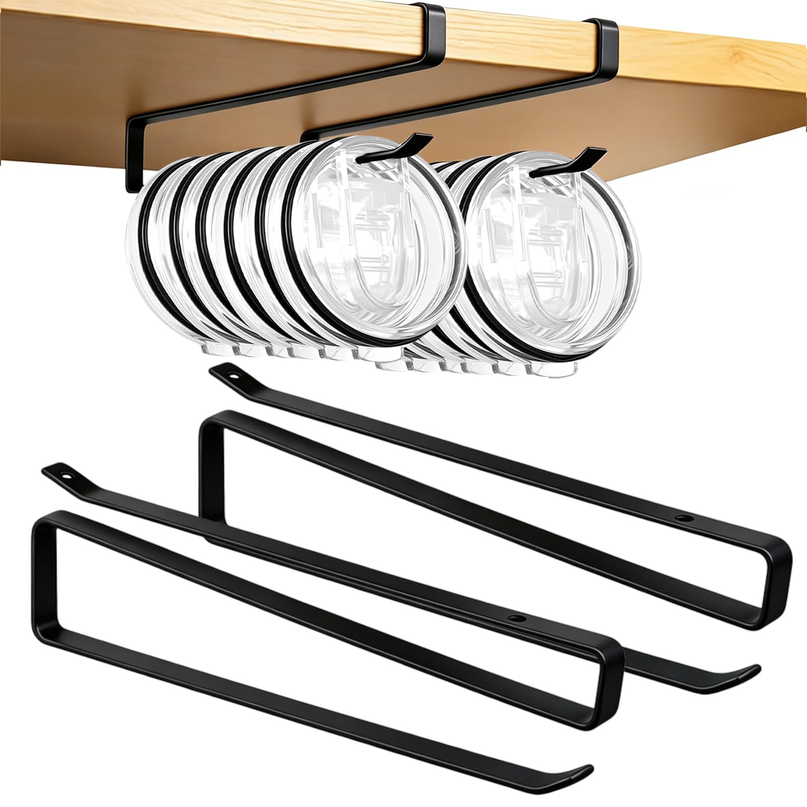 Photo 1 of Mecyfaty Tumbler Lid Organizer, 2 Pack for Yeti Lid Organizer, Space Saving Water Bottle Lid Holders, Tumbler Lid Holder Up to 12 Lids, Cup Lid Organizers for Kitchen Under Cabinet Storage