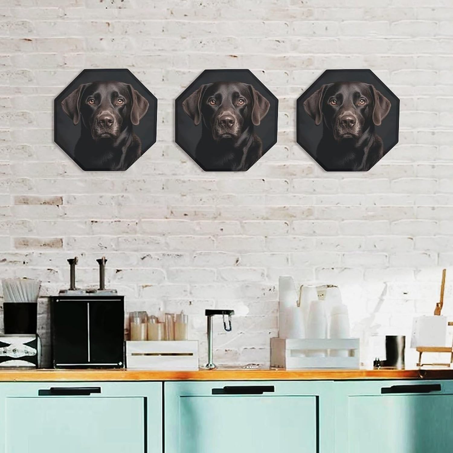 Ctagon Metal Sign for Home, Modern Display Plate for Kitchen, Black Lab Dog Plates Accent Hanging Wall Decorations 3PCS for Living Room, Bedroom, Hallway, Hotel