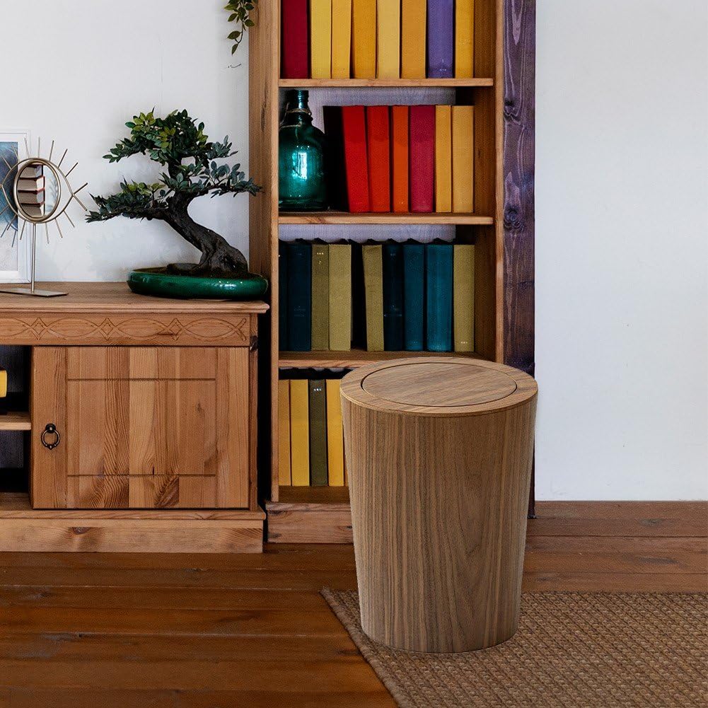 Holz-mülleimer, Schwingdeckel-mülleimer, Papierkorb, Vintage-mülleimer, Holzmaserung, Mülleimer, Schreibtisch, Rustikaler Mülleimer, Behälter Für Schlafzimmer, Büro, Küche, Badezimmer