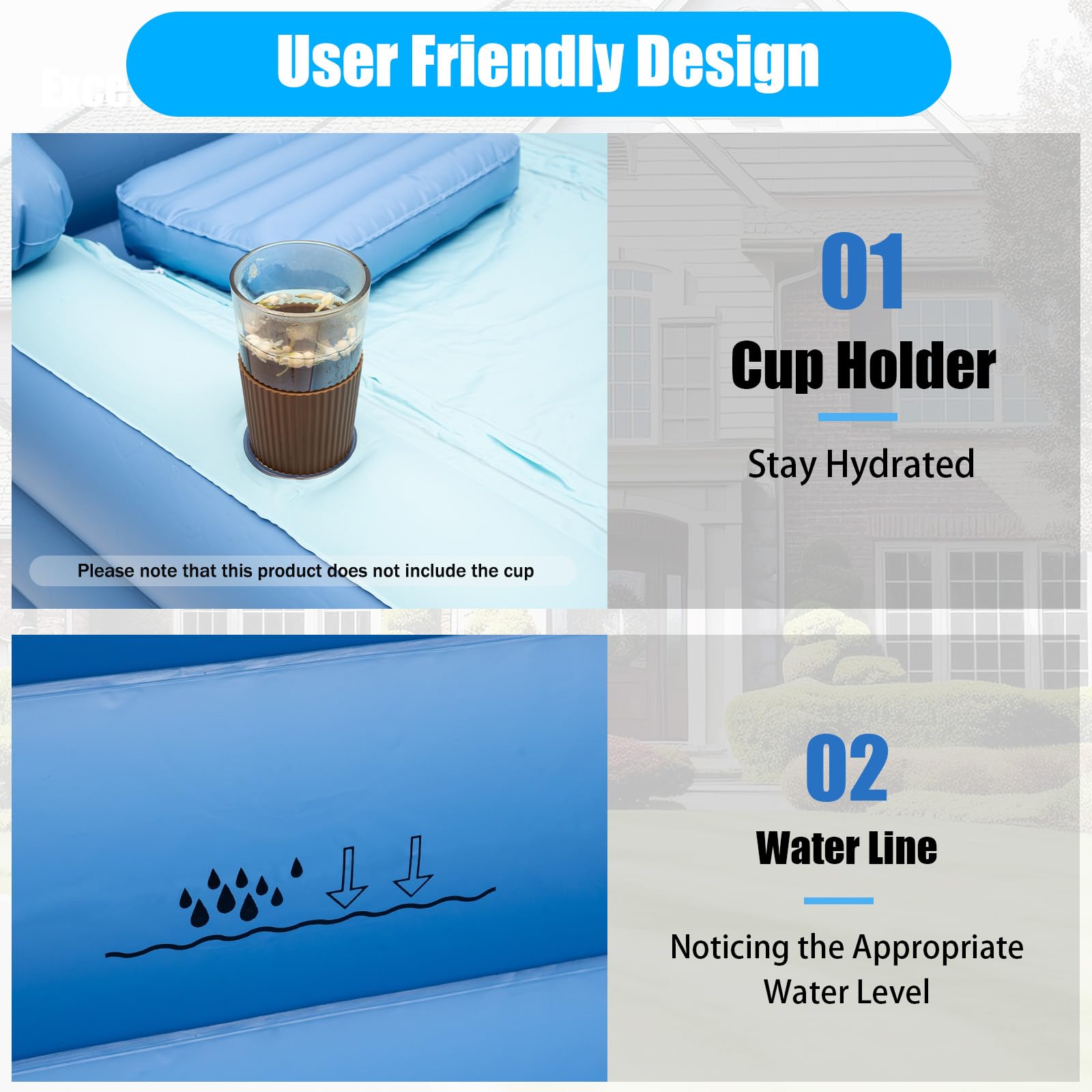 Bañera plegable TanjcXliu azul rectangular moderna para ducha con hidromasaje inflable para adultos