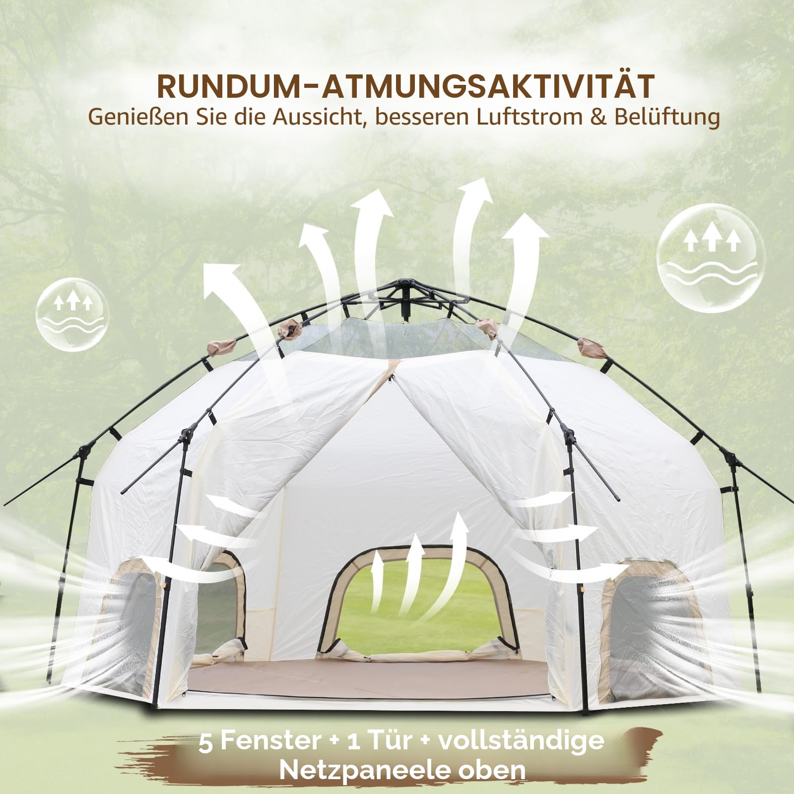 Chihee Pop-Up Stand-up Zelt Camping Zelte, Familien-Kabinenzelt mit Markise Veranda 3-Personen Outdoor-Zelt mit Bildschirm Raum große Kapazität, Wasserdicht und Winddicht, einfacher Aufbau, Wandern