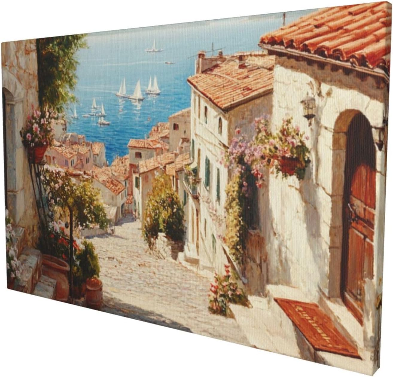 Photo 1 of Olivine Italy Large Wall Art, Tuscany Pictures Wall Decor, Coastal Scenery Painting, Vintage Canvas Prints, Framed Artwork for Dining Room Living Room Bedroom Bathroom Office Home Decor 60"x30"