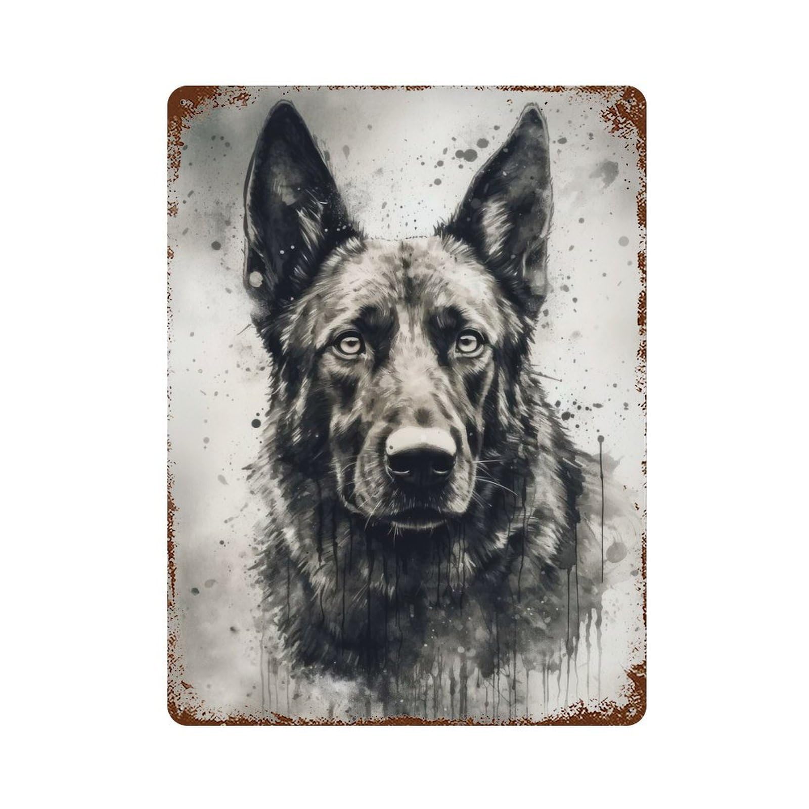 German Shepherd Dog Beauty Rusty Metal Tin Sign 15.7"x11.8", for Basement, Hobby Room And Garage Decor, Retro Wall Decor
