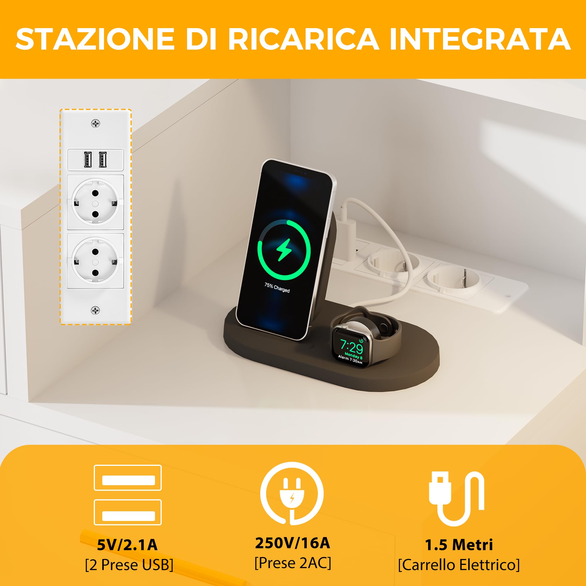 BEWISHOME Grande Toeletta da Trucco con Specchio e Luci, Sgabello e Presa | luminosità Regolabile,Tavolo Trucco con 8 Cassetti e 8 Ripiani Aperti, Moderna Postazione Trucco per Camera da Letto, EFST53M