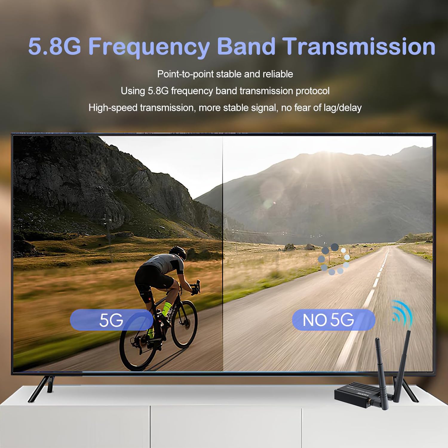 Wireless HDMI Transmitter and Receiver 4k Decodierung, One Transmitter and Two Receivers, Long Range Wireless Transmission 656FT/200M, Plug-Play, 2.4/5.8G for PC/Laptop/TV to Monitor/Projector/HDTV
