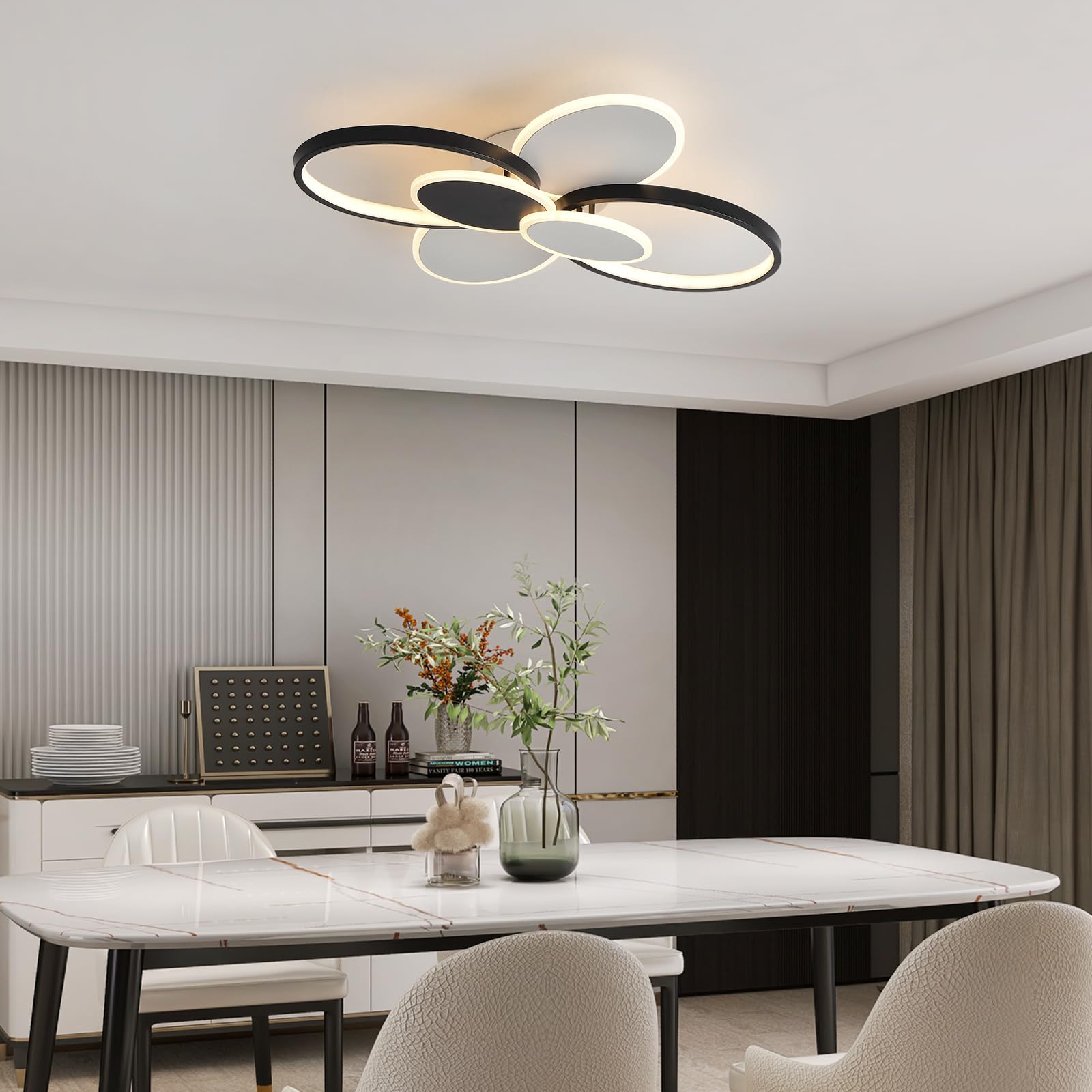 YZBEIMDAI Moderna Dimmerabile Plafoniera LED, 62CM Lampada da Soffitto Moderna ovale, funzione di memoria, timer, Plafoniera Moderna Rotondo Acrilico con Telecomando, per Soggiorno, Camera