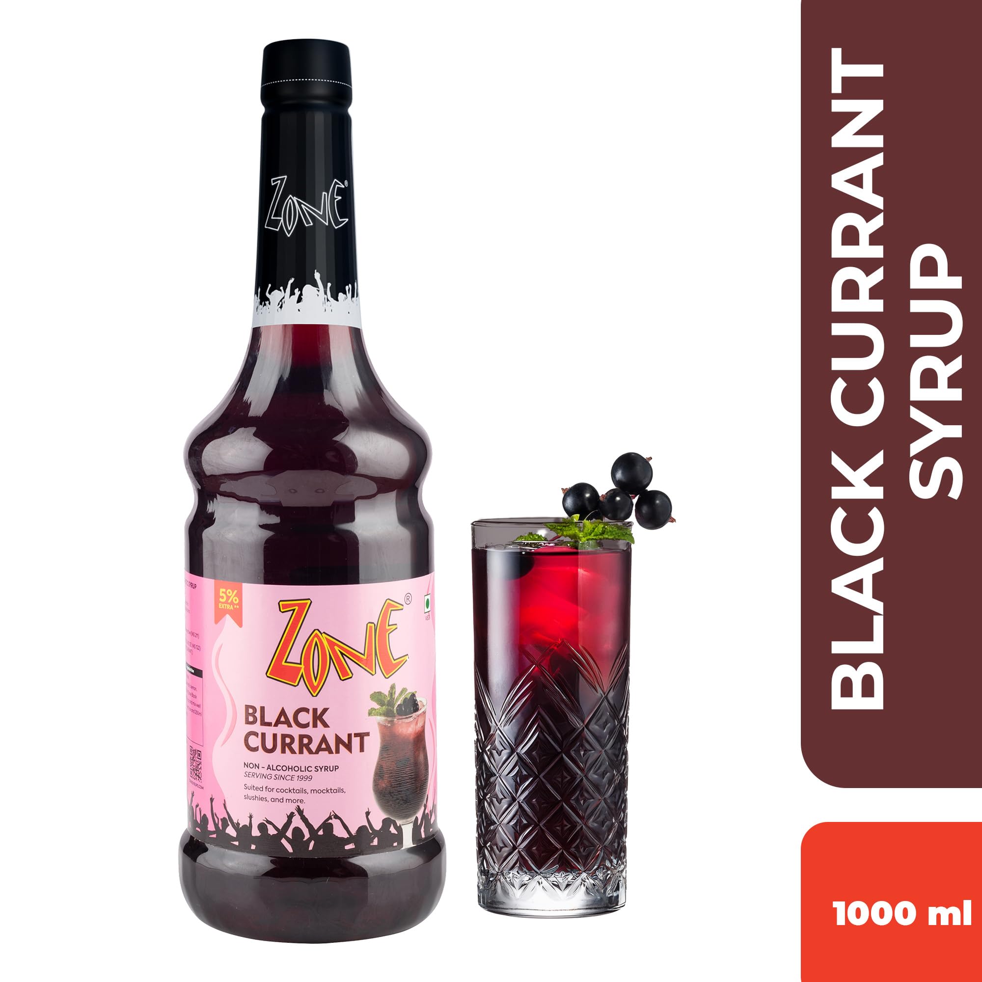 Zone Blackcurrant Flavoured syrup 1000ml | Rich Berry Syrup