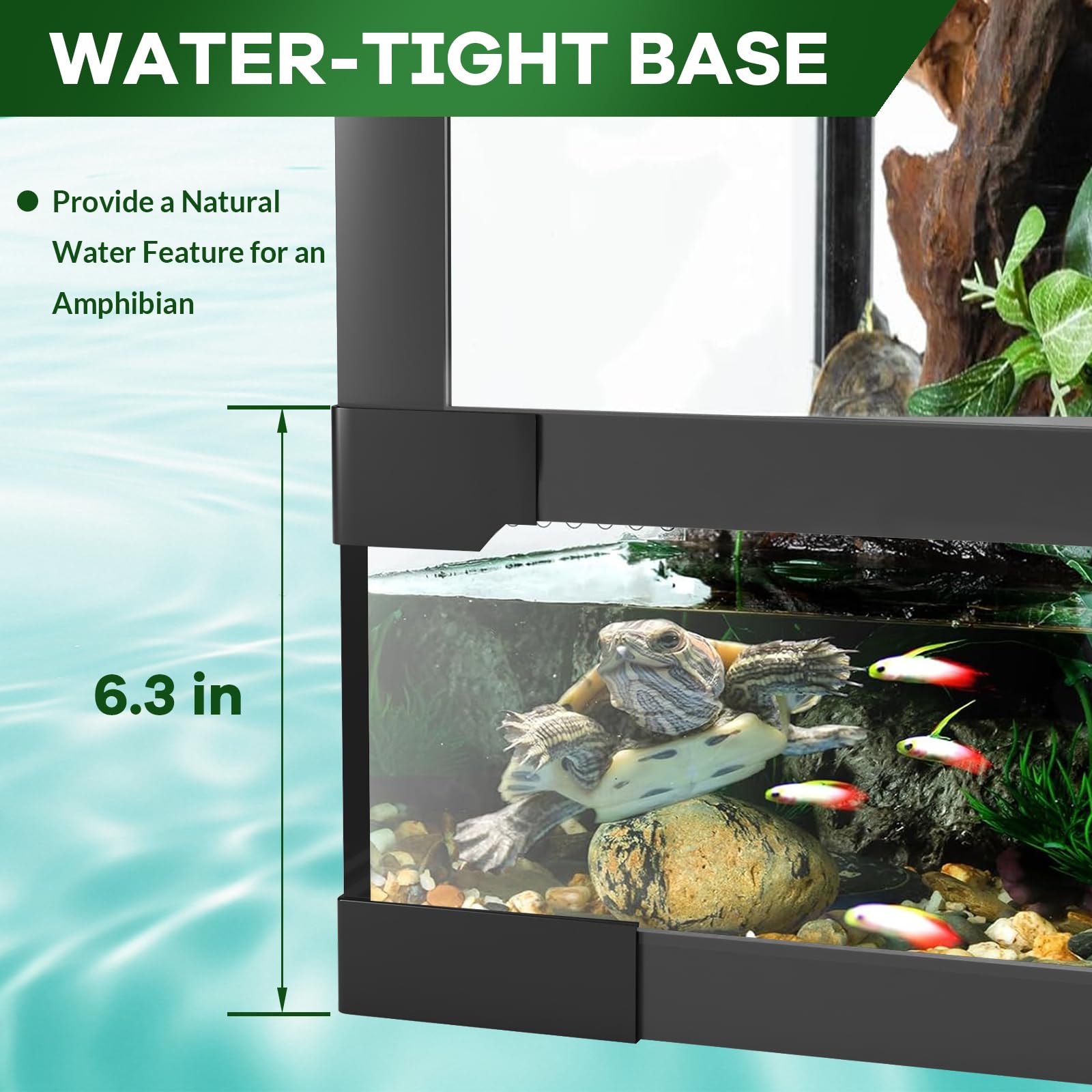 Reptilienterrarium aus Glas, Reptilien Terrarium Ausbruchsicheres Design, wasserdichte Basis, Oberlüftung, Doppel-Flügeltür, Reptilientank für Chamäleon, Bartagame, Echse, 61× 46 × 61 cm
