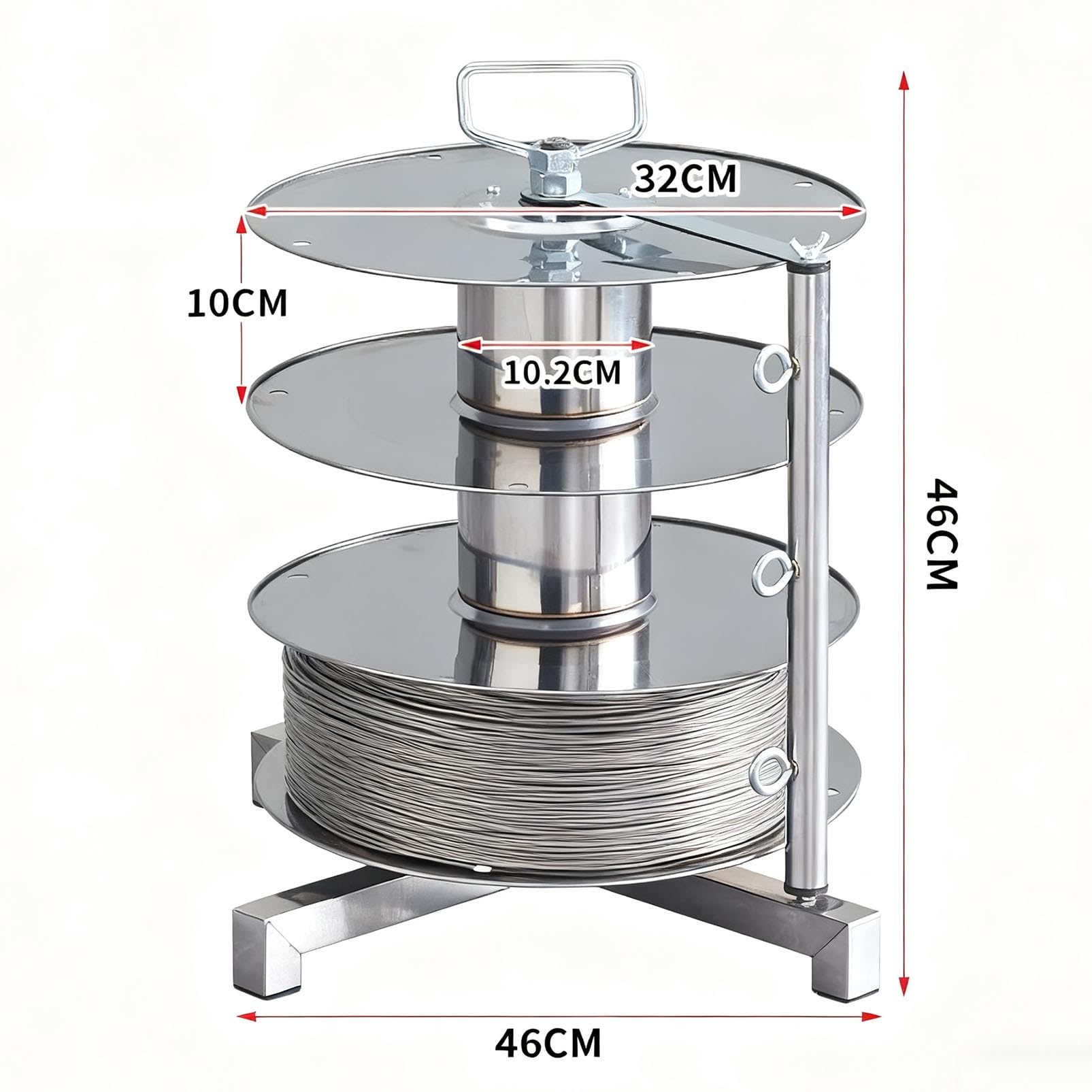 Soporte giratorio para carrete de alambre, soporte de cable de acero inoxidable resistente para almacenamiento de cables eléctricos, soporte de carrete giratorio para gestión organizada de cables