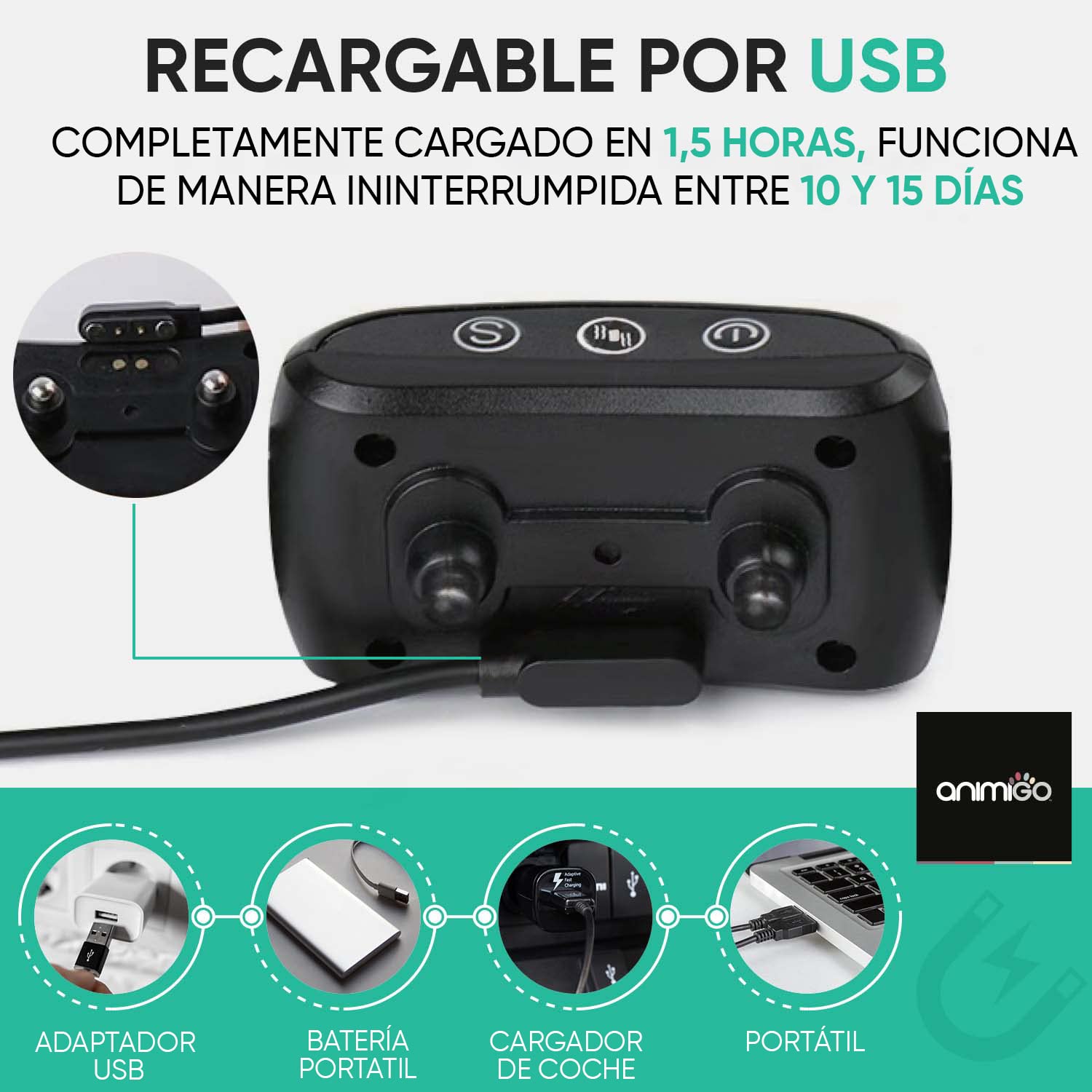 Collar Antiladridos para Perros Automático Sin Descarga con Correa Ajustable 12-55cm - con 7 Niveles de Vibración y Sonido para Adiestramiento, Recargable con USB, Pantalla LED y Resistente al Agua