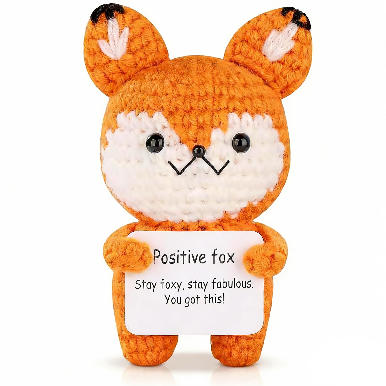 Ykeoo Positive Crochet Animal Fox Cute Handmade Emotional Support Gifts,Fox