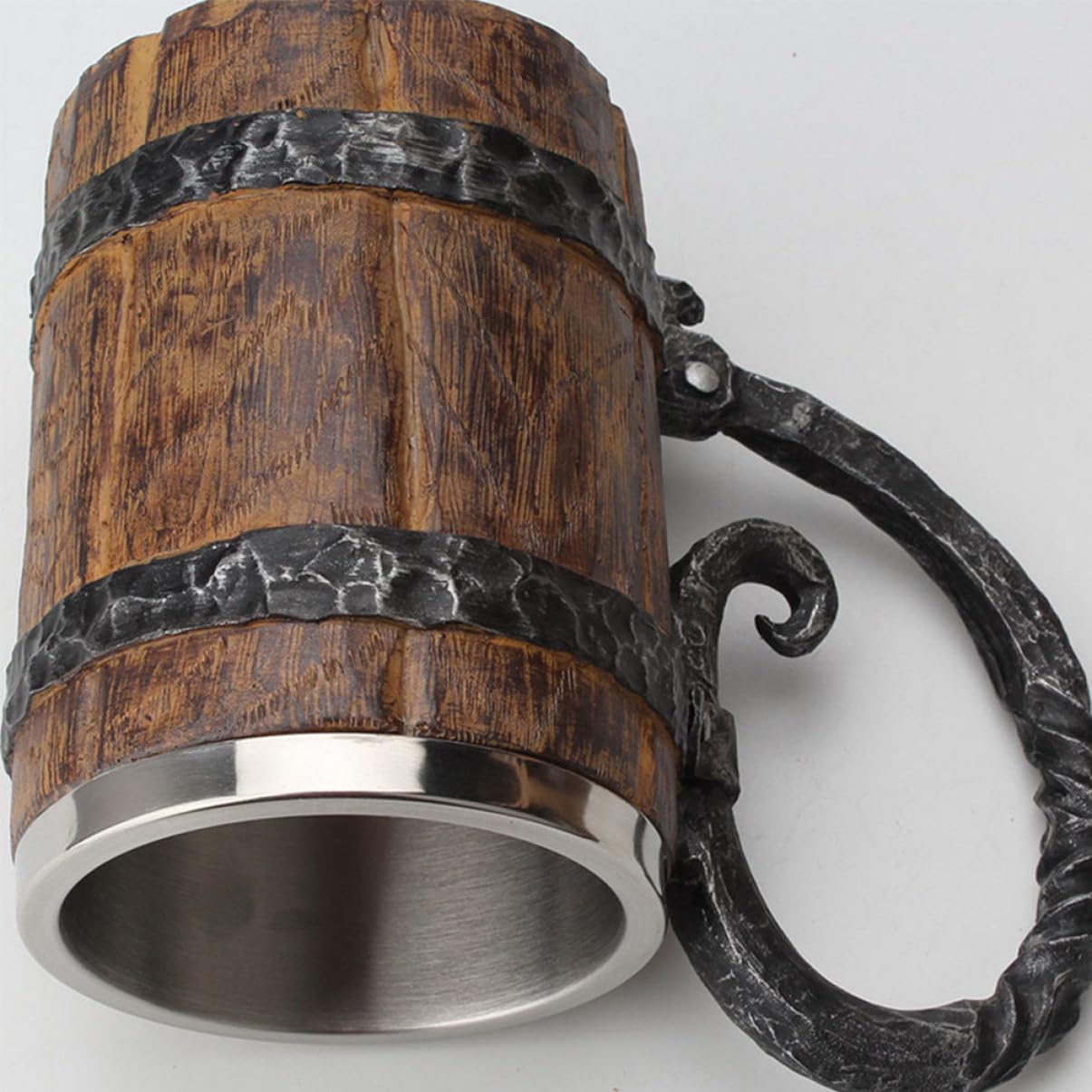 Ciieeo 2 Piezas Jarra De Cerveza De Barril De Madera Reutilizable Botella De Agua Hidro Vino Térmico Matraz Plegable Fabricante Taza De Cuerno Para Beber Acero Inoxidable Brown