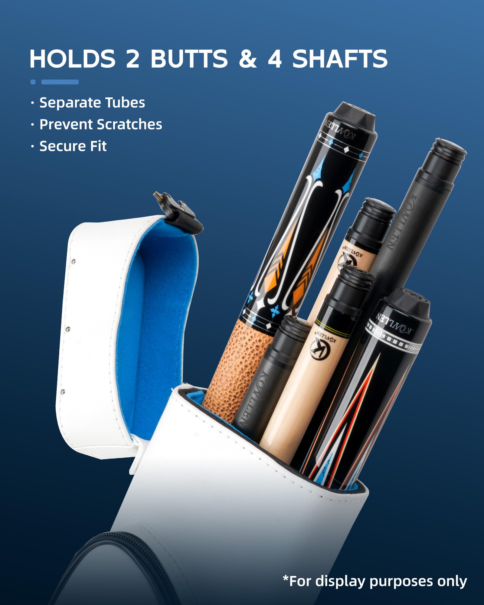 KONLLEN Custodia rigida per stecche da biliardo 2 x 4, con tasche multiple, può contenere 2 mozziconi e 4 aste, borsa per stecche da biliardo con spallacci regolabili, per adulti