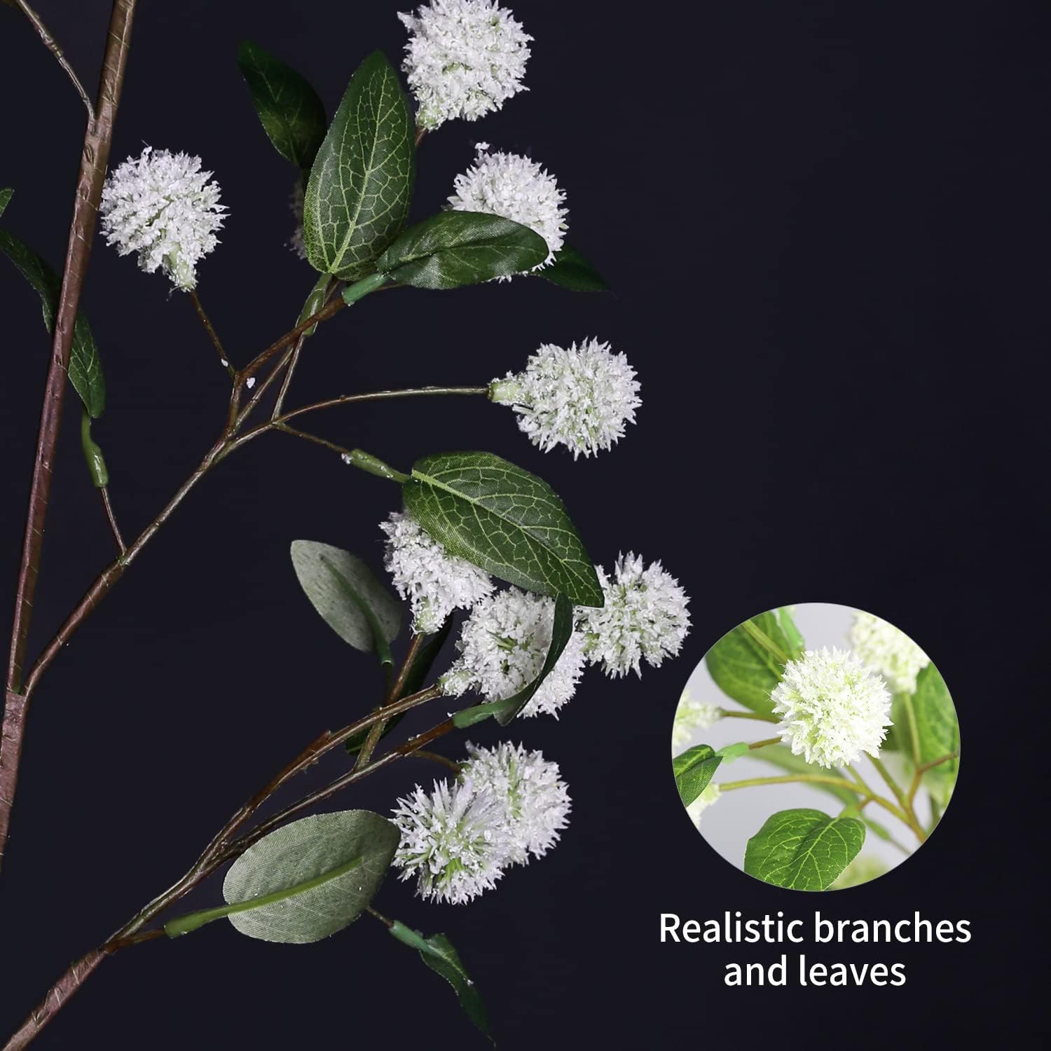 Melorca&Guilla Artificial Plants,4PCS 35.4" Green Faux Branches for Vase,Artificial Plants for Shop Garden Office Home Décor (4, White Orchid Fruit)