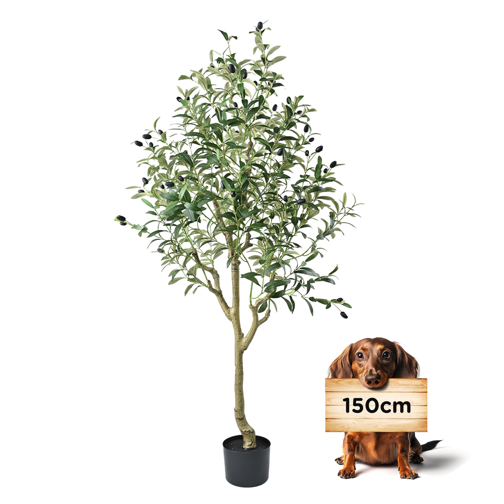 Künstlicher Olivenbaum 150cm Kunstpflanze wie echt Üppig Künstliche Pflanzen Olivenbaum Deko Kunstbaum für Wohnzimmer Schlafzimmer Büro