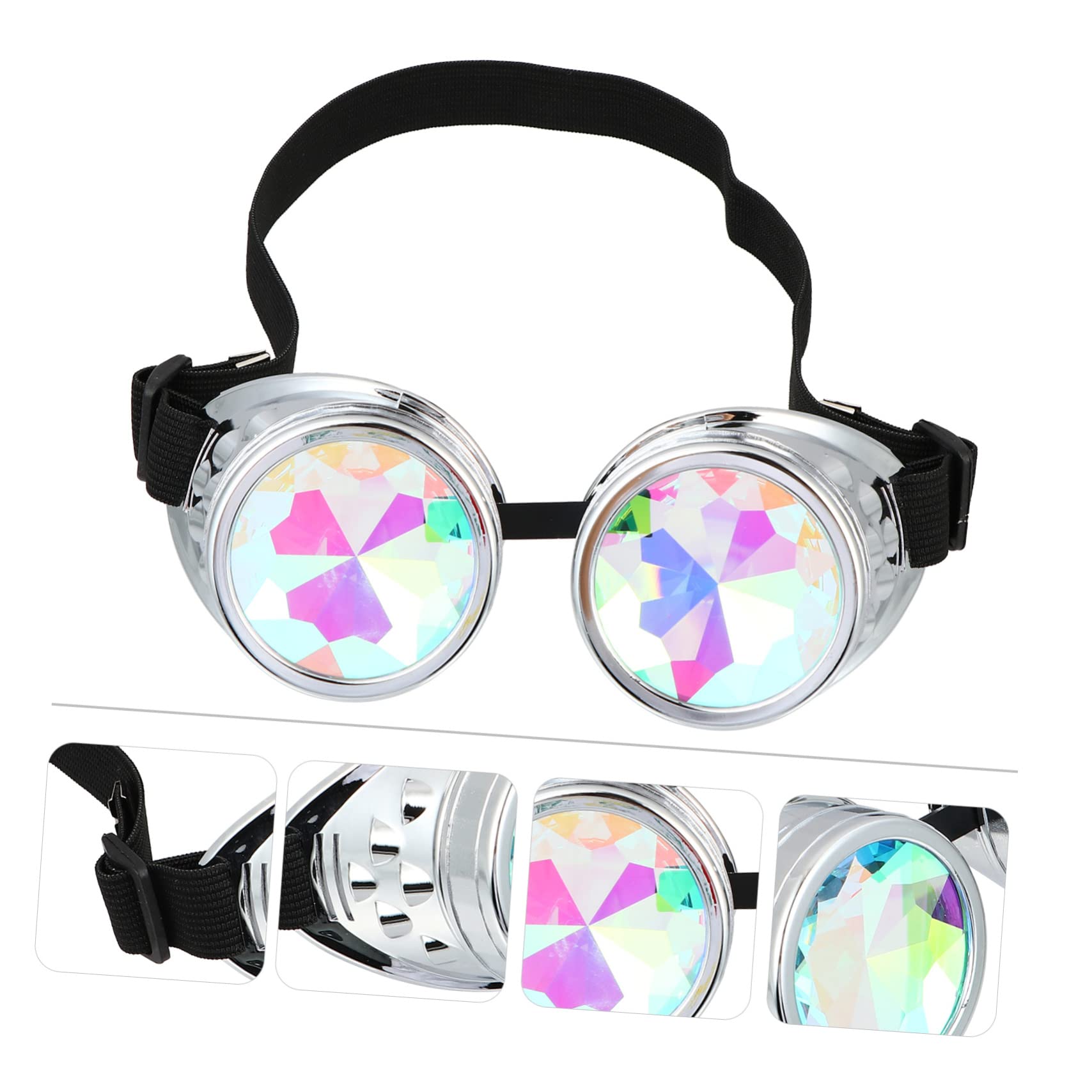 jojofuny 2piezas Gafas Steampunk Kaleidoscópicas Lentes De Cristal Arcoíris Para Fiesta y Cosplay Diseño Único y Divertido Para Adultos y Accesorio Para Temáticas y Eventos Nocturnos