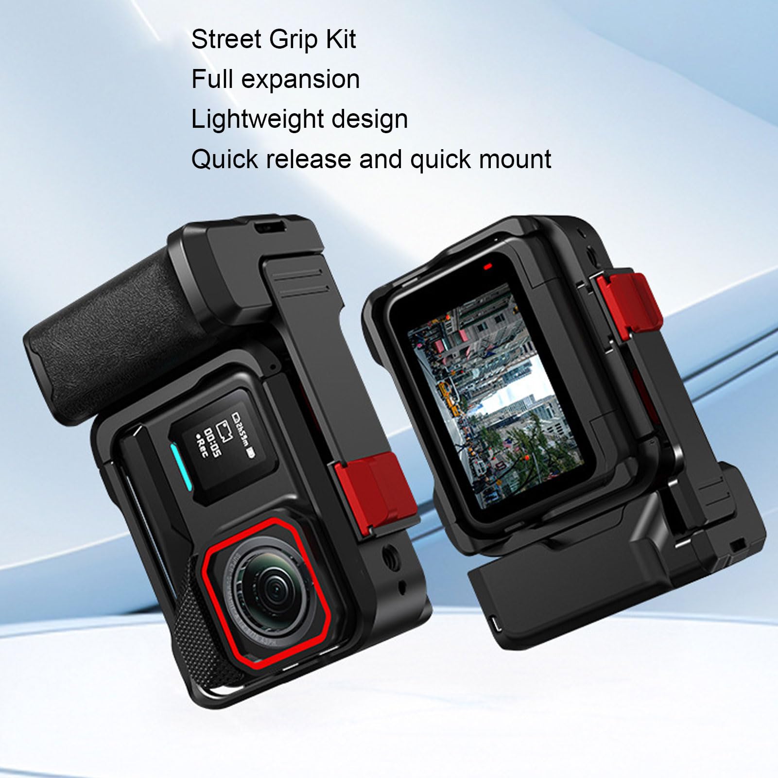 Generic Kit Impugnatura per Action Camera con Impugnatura in Silicone Antiscivolo e Gabbia in Alluminio per Ace Pro 1 2 per Riprese di Strada