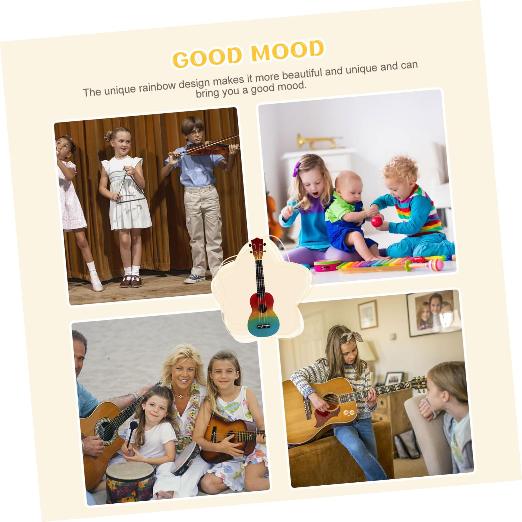 minkissy 21 Zoll Regenbogen Ukulele Satz für Anfänger Handgefertigte Akustik Gitarre mit Rucksack Leicht und Tragbar Musikinstrument für Kinder und Erwachsene