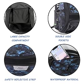 WOLT | Youth Baseball Bag - Bat Backpack for T-Ball & Softball Equipment & Gear, Bat & Glove Holder, Large Main Compartment for Helmet & accessories, Separate Shoes Compartment, Fence Hook (CamoBlue)
