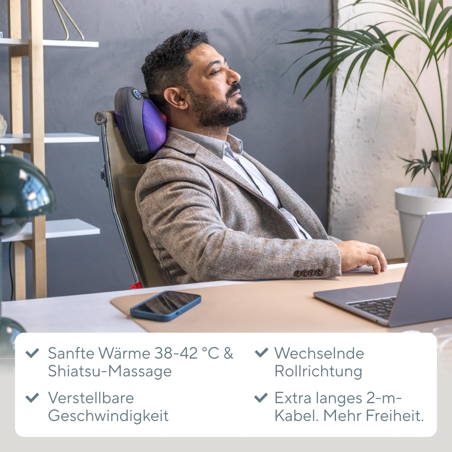 B.Well MED-420 Shiatsu-Massagegerät | Für Nacken, Schultern, Beine & mehr | Schweizer Qualitätsstandards: 3D-Rotationsköpfe mit Infrarot-Wärme, 3 Stufen und praktischer Armschlaufe