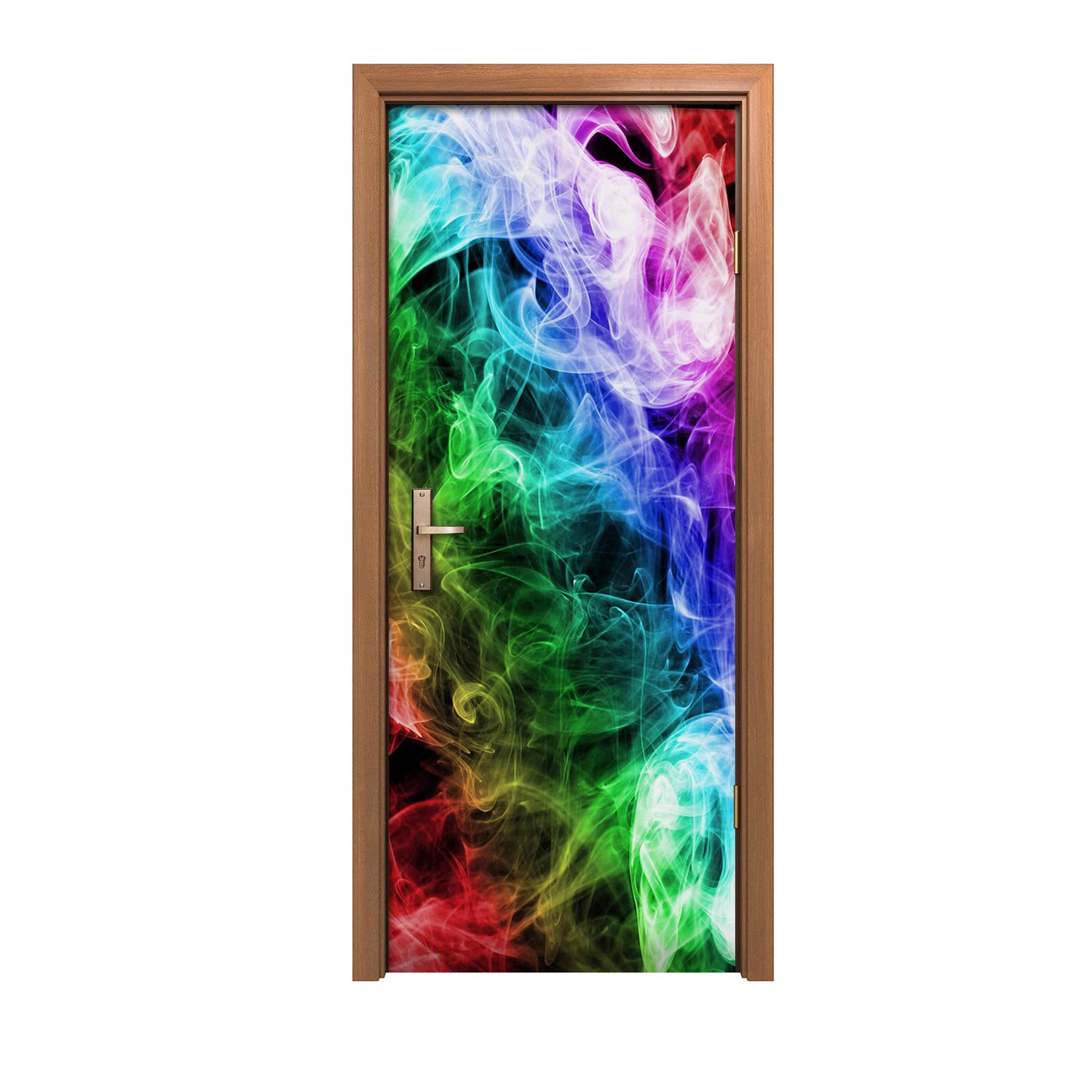Autocollant de porte fumée multicolore 90x200cm pour raviver un mur terne