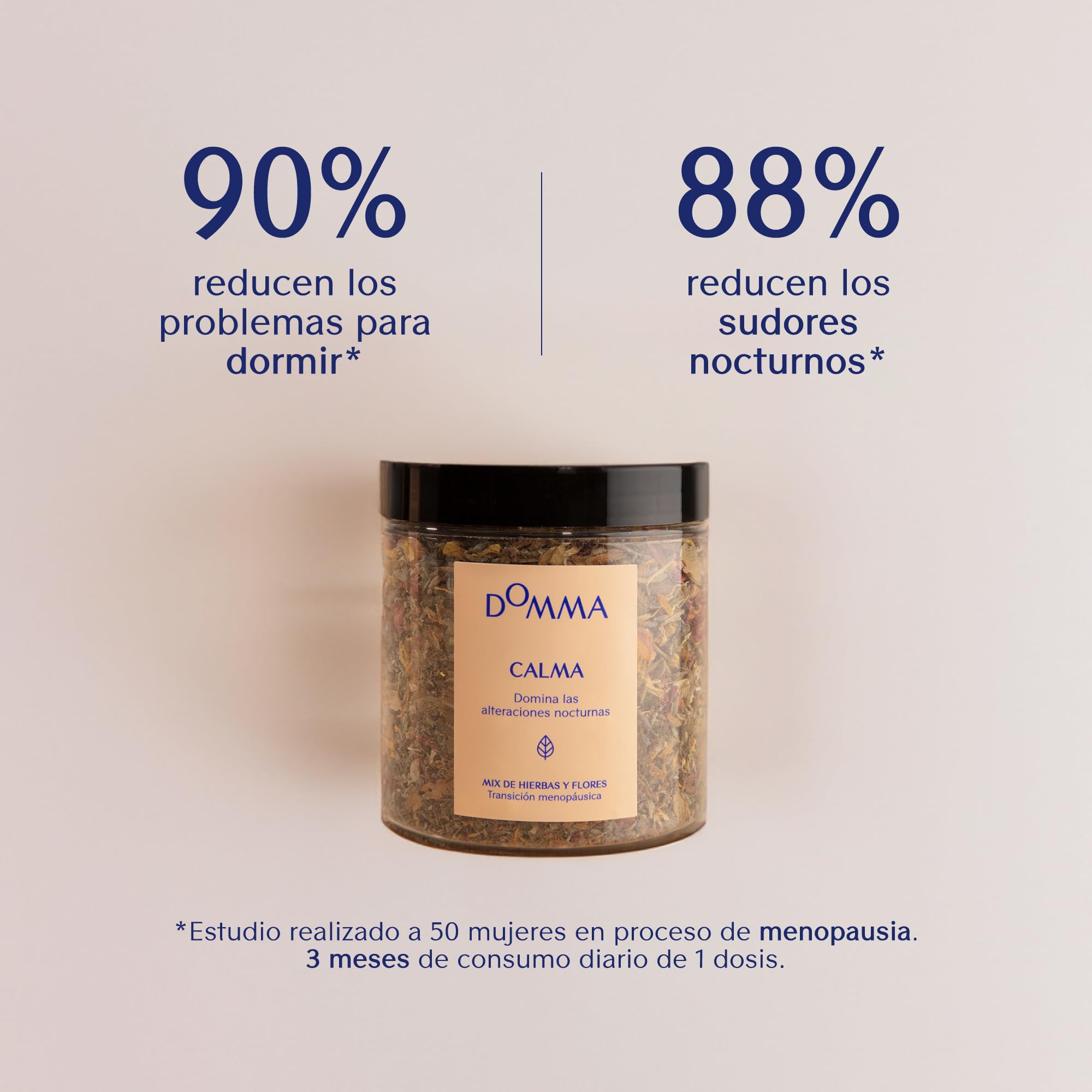 Menopausia - Calma Domma | Infusión herbal para calmar los sofocos nocturnos de la Menopausia y el insomnio - con Valeriana, Salvia, Pasiflora, Caléndula - Sin Gluten y Vegano | 80 gr