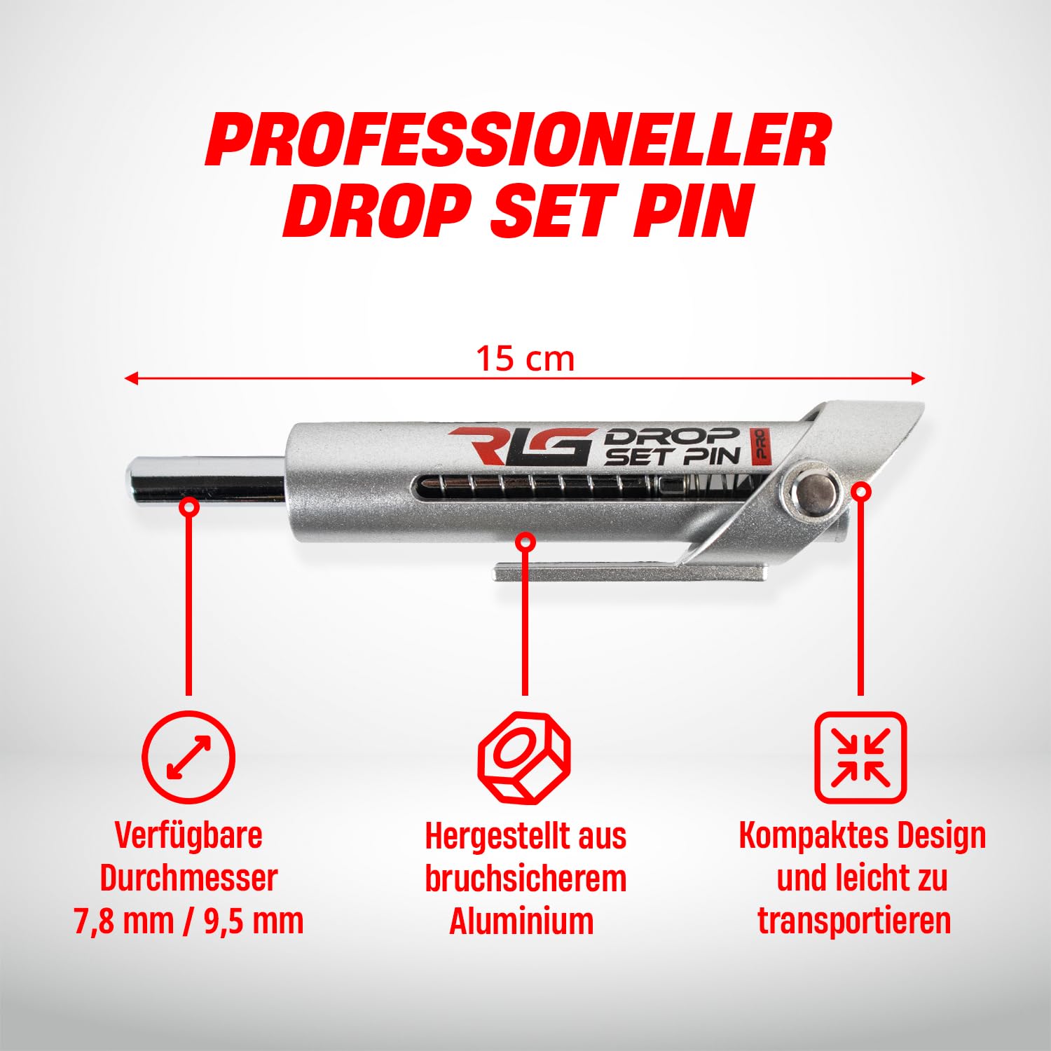 Drop Set Pins Pro für Fitnessstudios – Aluminiumstifte für den professionellen Einsatz beim Training mit absteigenden Serien – Automatische Metallstifte Gym