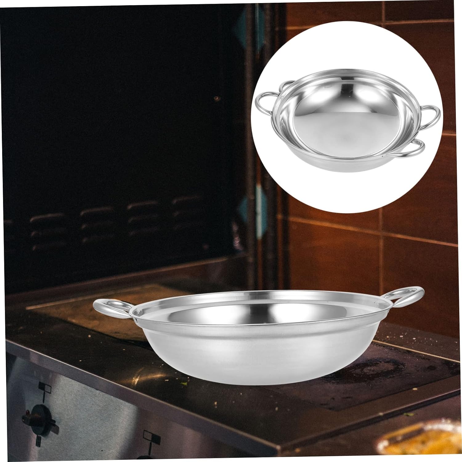 2pcs Stainless Steel Household Cooking Pot Hot Pot with Double Handles Energy-saving Kitchen Cookware for Home and Restaurant Use