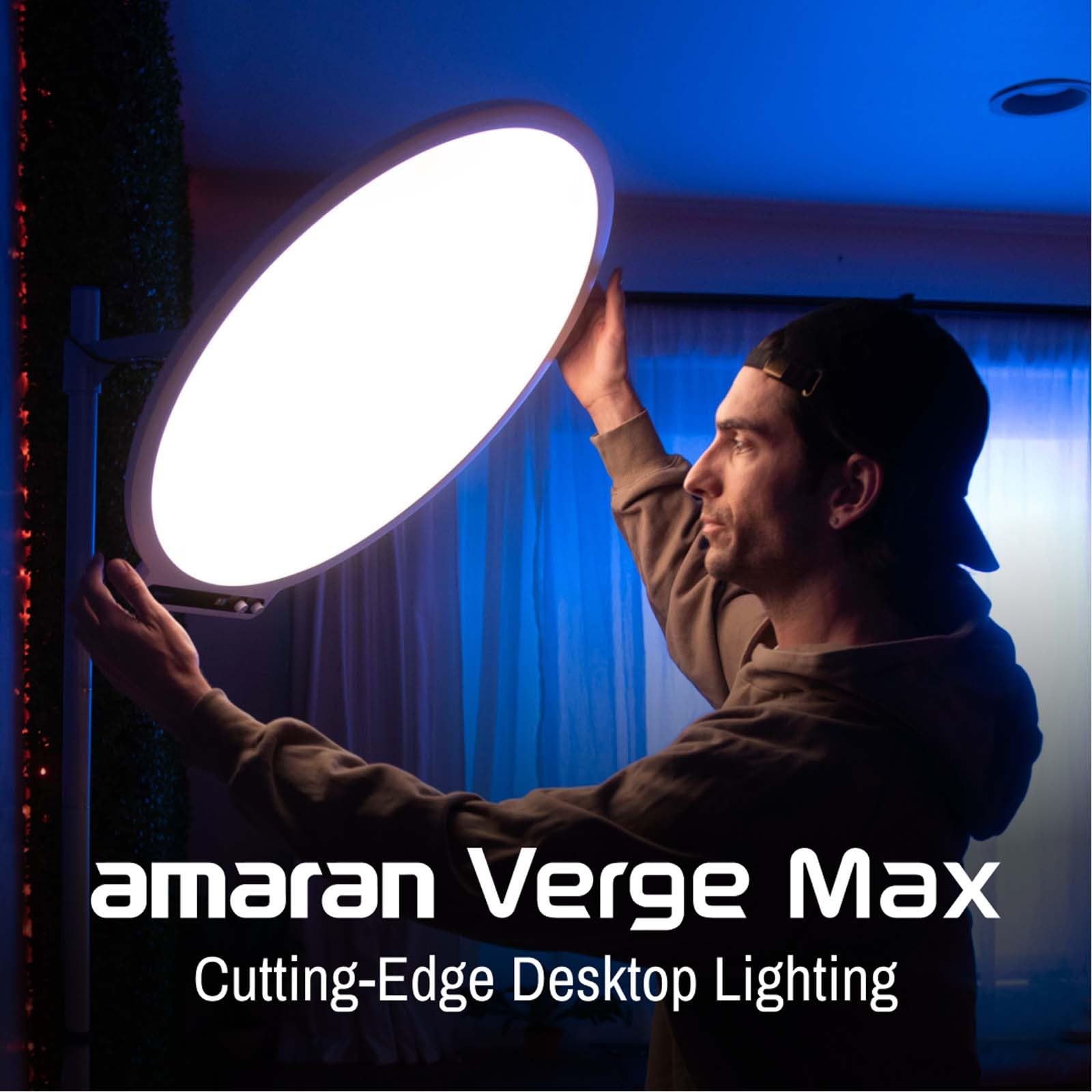 Amaran Verge Max Kit Éclairage Principal de 56 cm avec Support et Bras Réglable pour Streaming 60 W Bicolore 2700-6500K 7 Effets d'éclairage Anneau Lumineux de Bureau pour Enregistrement Vidéo,Jeux