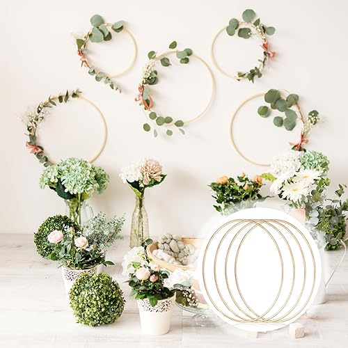 Miniatura 7 de Abeillo 4 anillos de atrapasueños de 10 pulgadas, anillos de metal para manualidades, centro de mesa de aro floral de metal, aro floral de metal