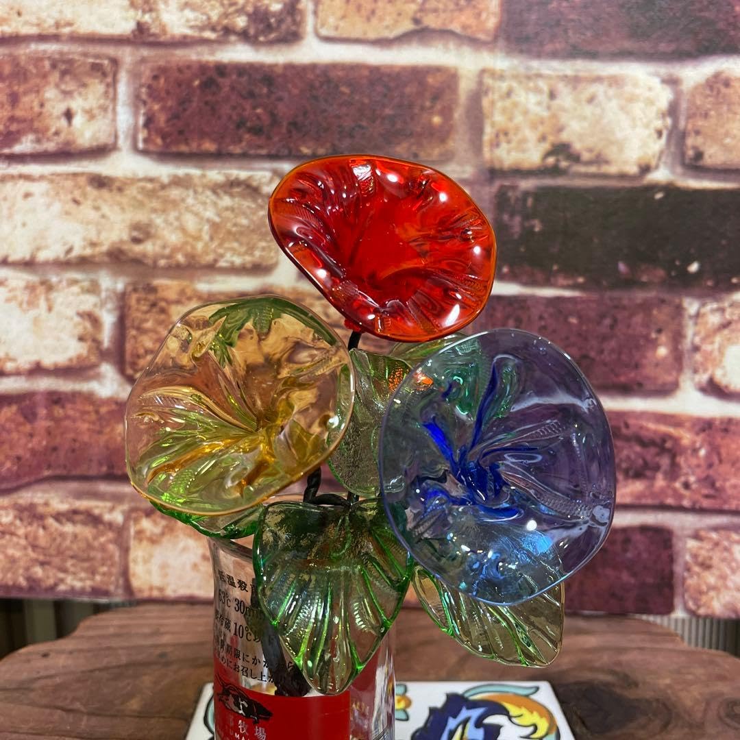 Amazon.co.jp: 沖縄 琉球ガラス 朝顔 花 アレンジメント 沖縄工芸品