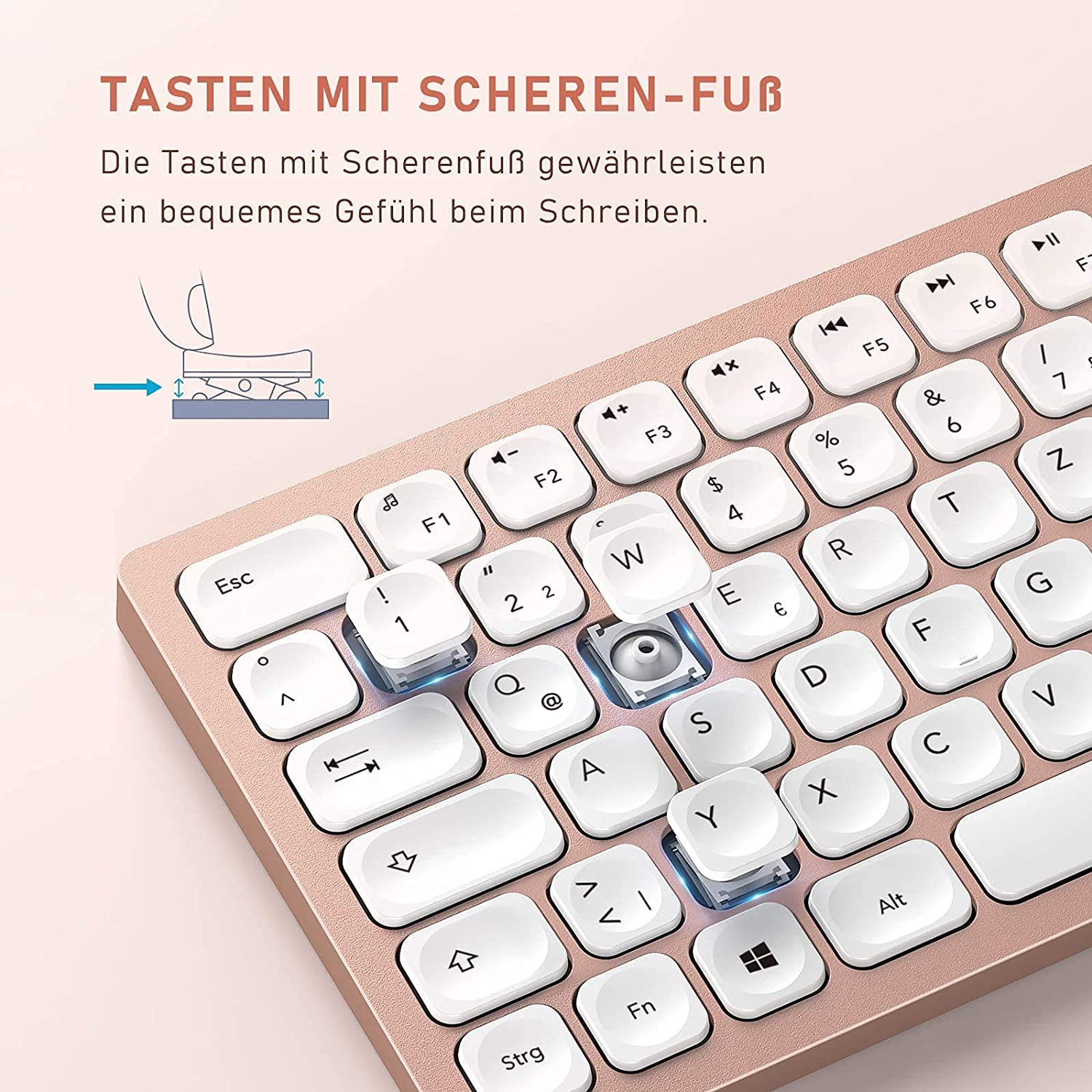 WisFox Set Tastiera E Mouse Senza Fili, 2.4GHz Slim Full-Size Avanzato Combo Tastiera Mouse Wireless Con Ricevitore Nano Usb Per Laptop Pc Nero - Foto 4