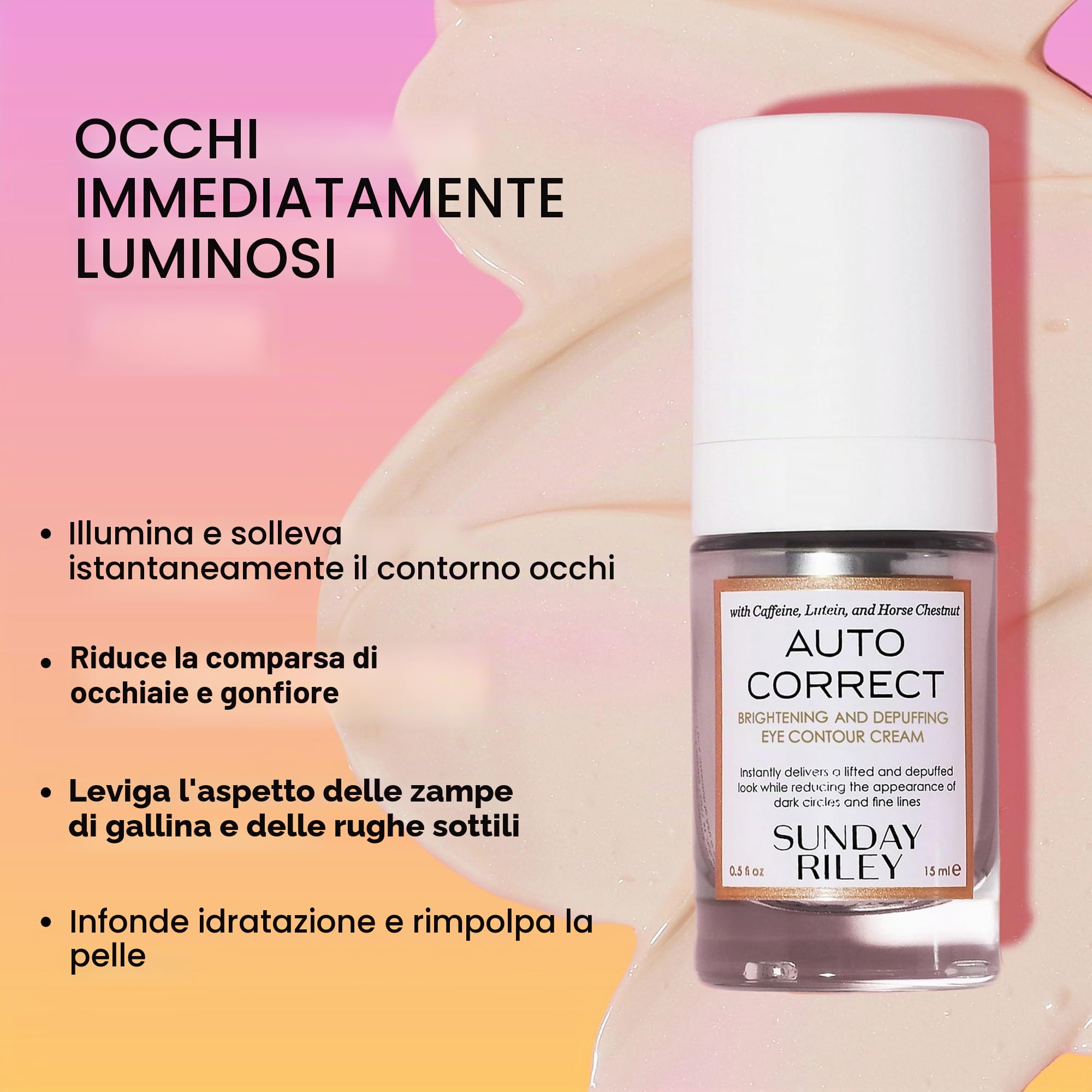 Sunday Riley Crema contorno occhi illuminante e depurativa automatica, 0,5 fl. oz.