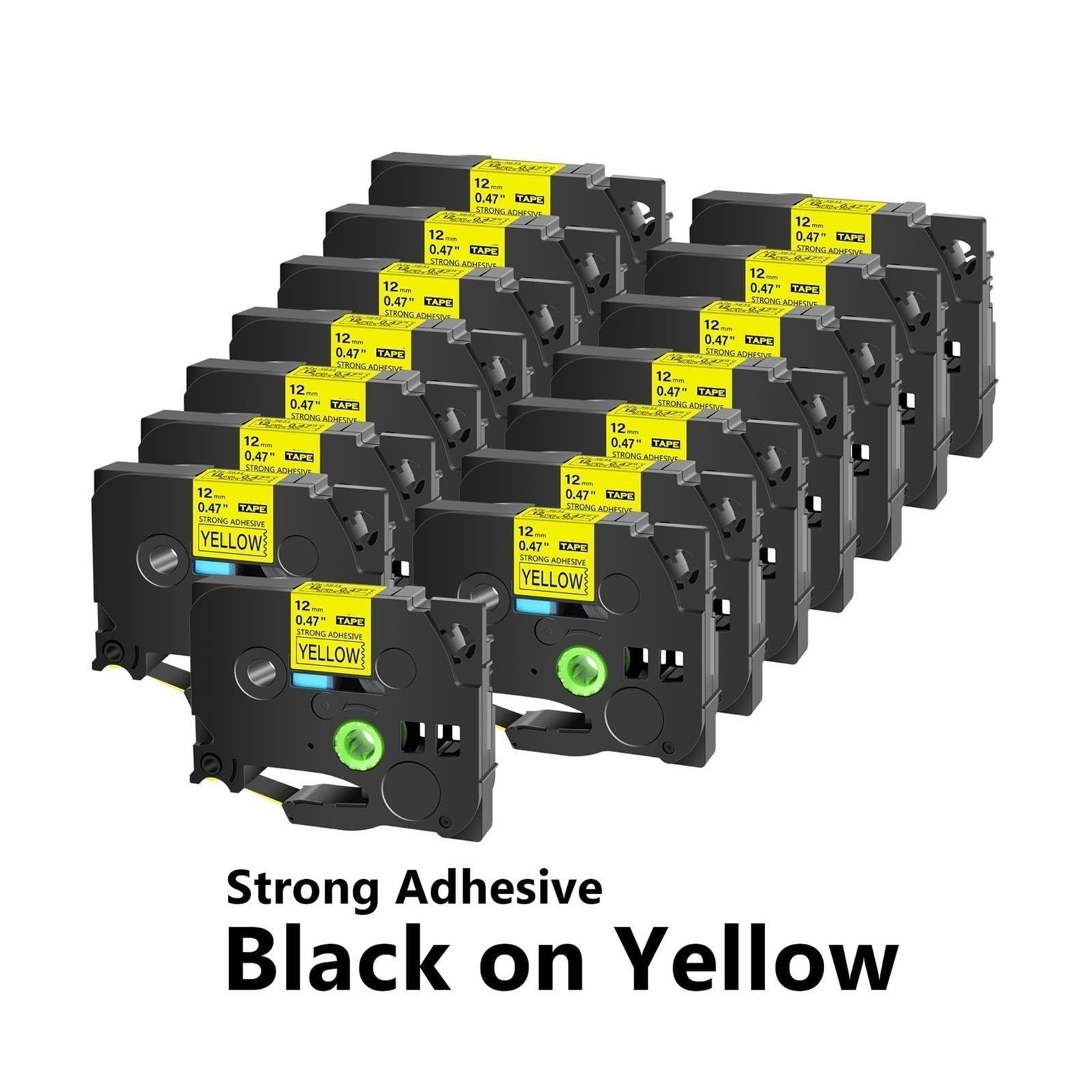 Nastro nero su giallo da 15 pezzi compatibile con Brother TZe-S631