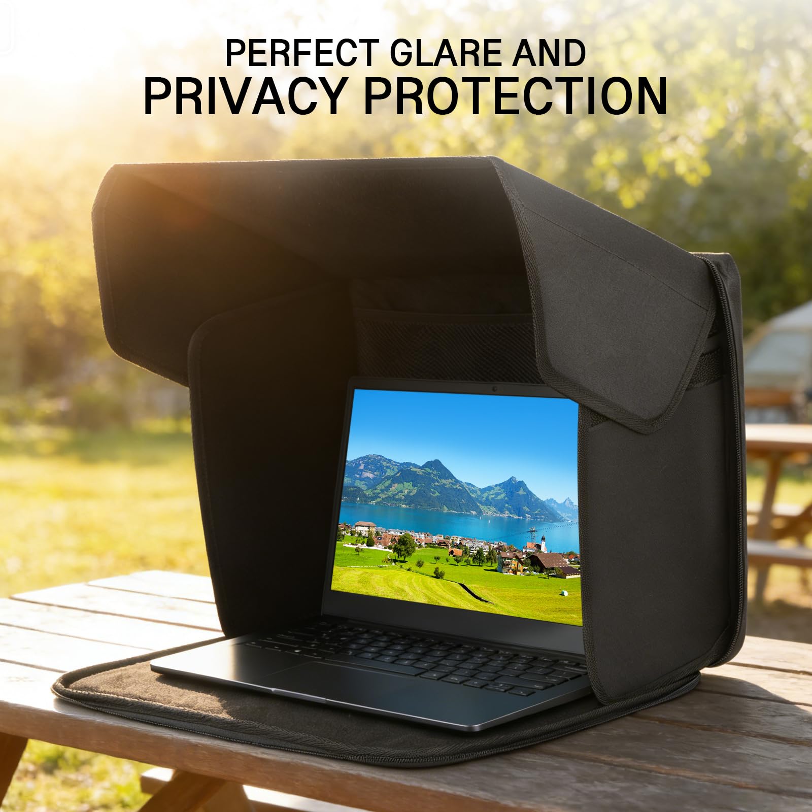 Pare-Soleil Universel pour Ordinateur Portable 12-16 Pouces, Cache-Écran Rabattable 2-en-1 Anti-Reflet Filtre de Confidentialité