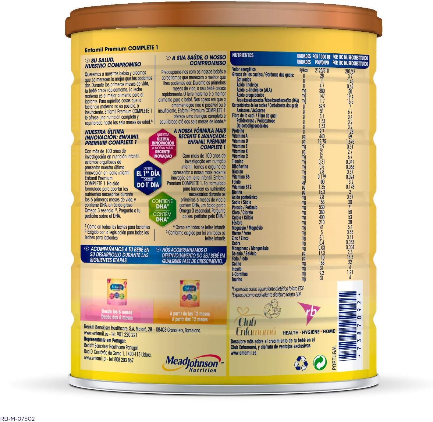Enfamil Pack x4 Complete 1 Leche infantil para lactantes de 0 a 6 meses de edad, fórmula para bebés recién nacidos, Pack de 4 x 800 gr
