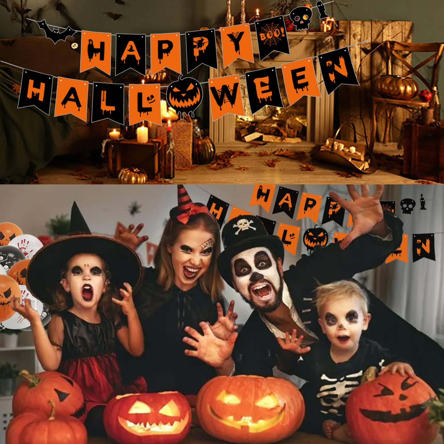 Halloween Achtergrond Met Halloween Spookballonnen Vakantiegrenzen Op De Violette Achtergrond