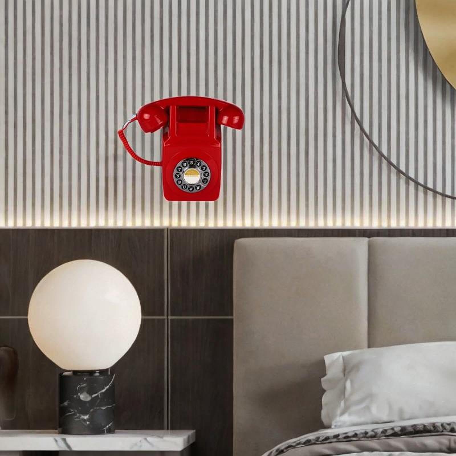 Teléfono Fijo Retro de Montaje en Pared, teléfono Antiguo, teléfono Fijo Antiguo con Cable, teléfono de marcación para Granja, Bar, Rojo