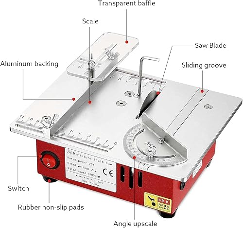 Miniatura 2 de Mini sierra de mesa, multifuncional, portátil, ajustable, máquina todo en uno, sierra de mesa hecha a mano de precisión, 7 niveles de ajuste de