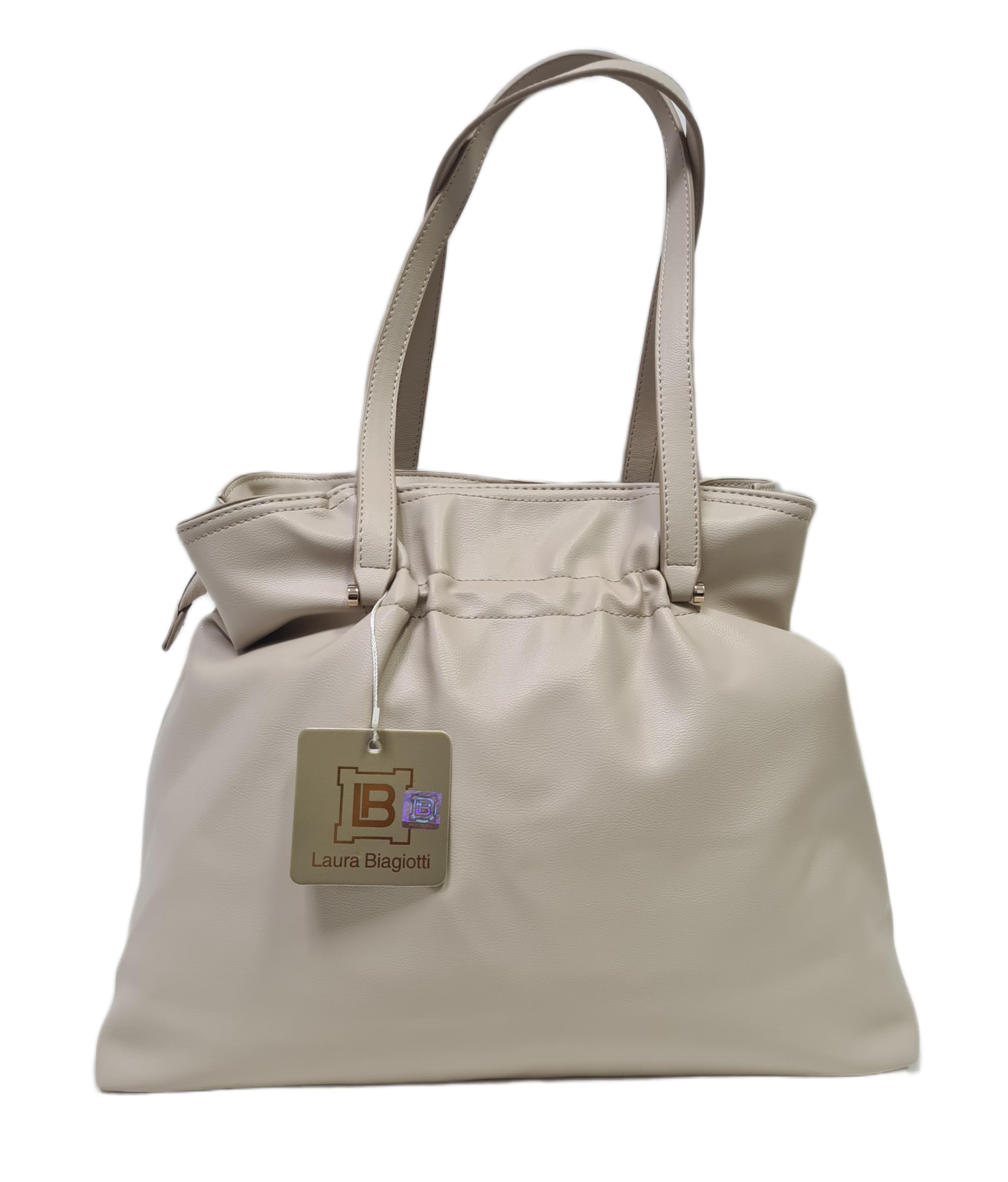 Laura Biagiotti Borsa a Spalla, Due Manici Lunghi, Linea Eclyper, Pelle Sintetica, con Accessori Oro, Dimensioni 41x33,5x14 cm Art. LB26S-252-1 | Leggera